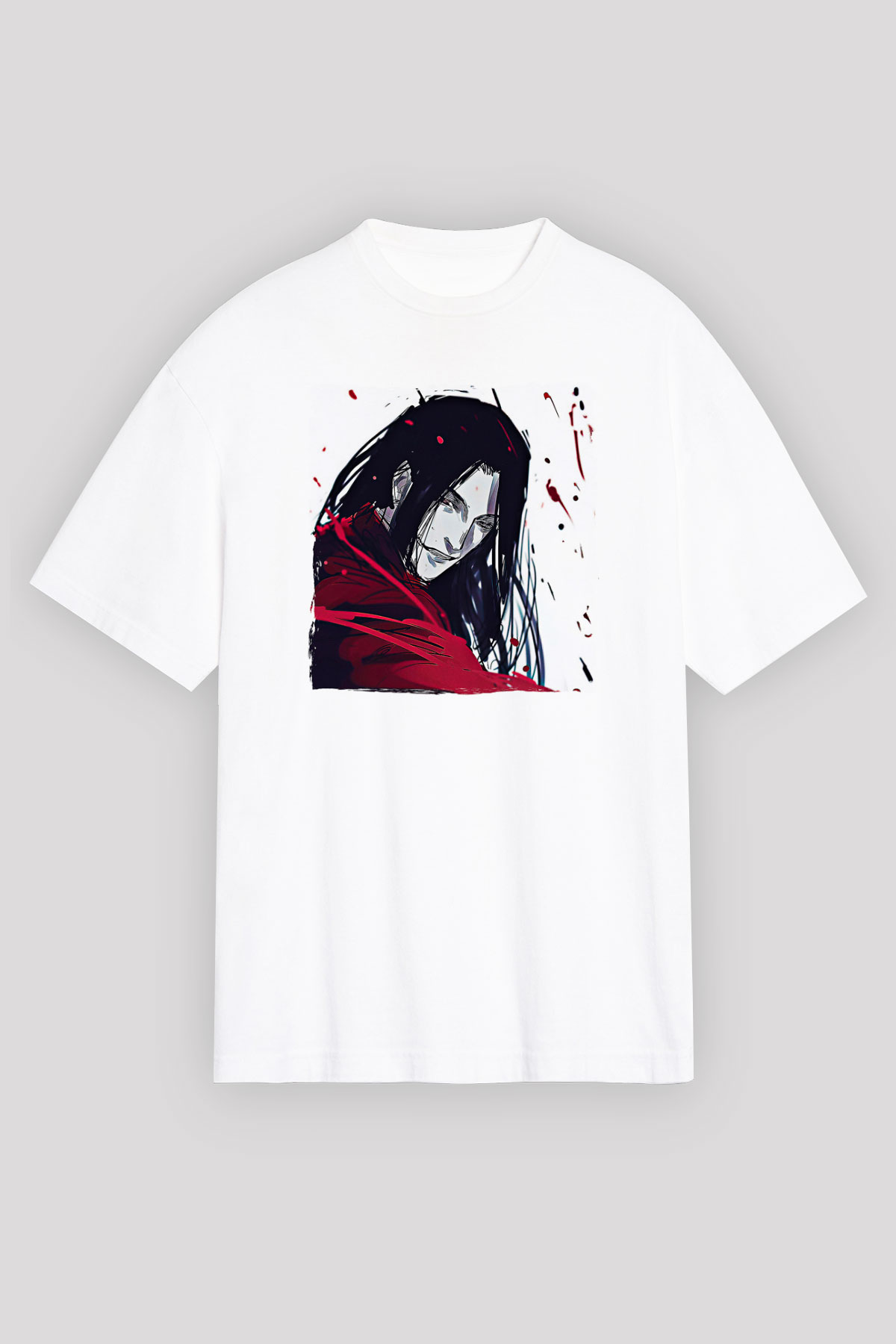 Alucard Baskılı Beyaz Unisex Oversize Tişört - Tshirt