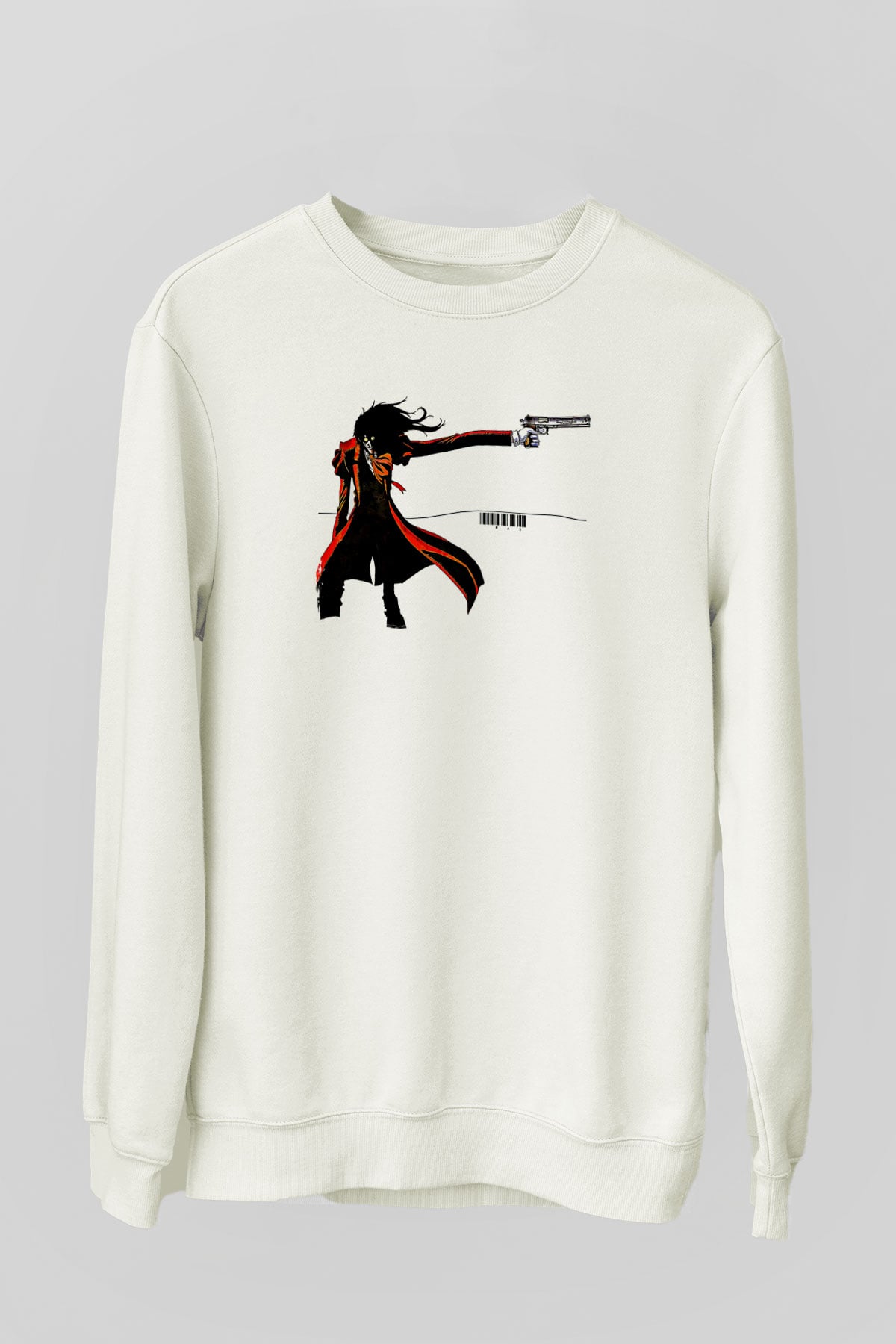 Alucard Baskılı Beyaz Unisex Sweatshirt