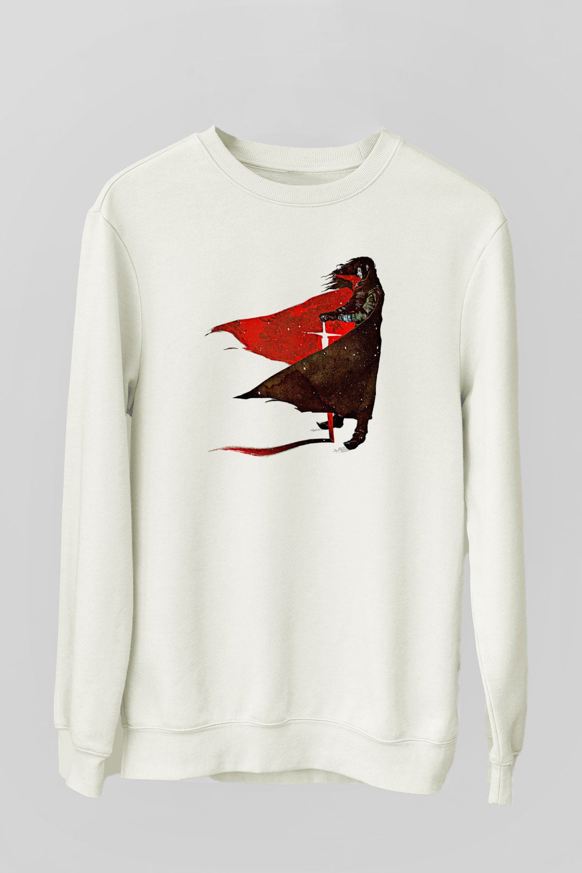 Alucard Baskılı Beyaz Unisex Sweatshirt