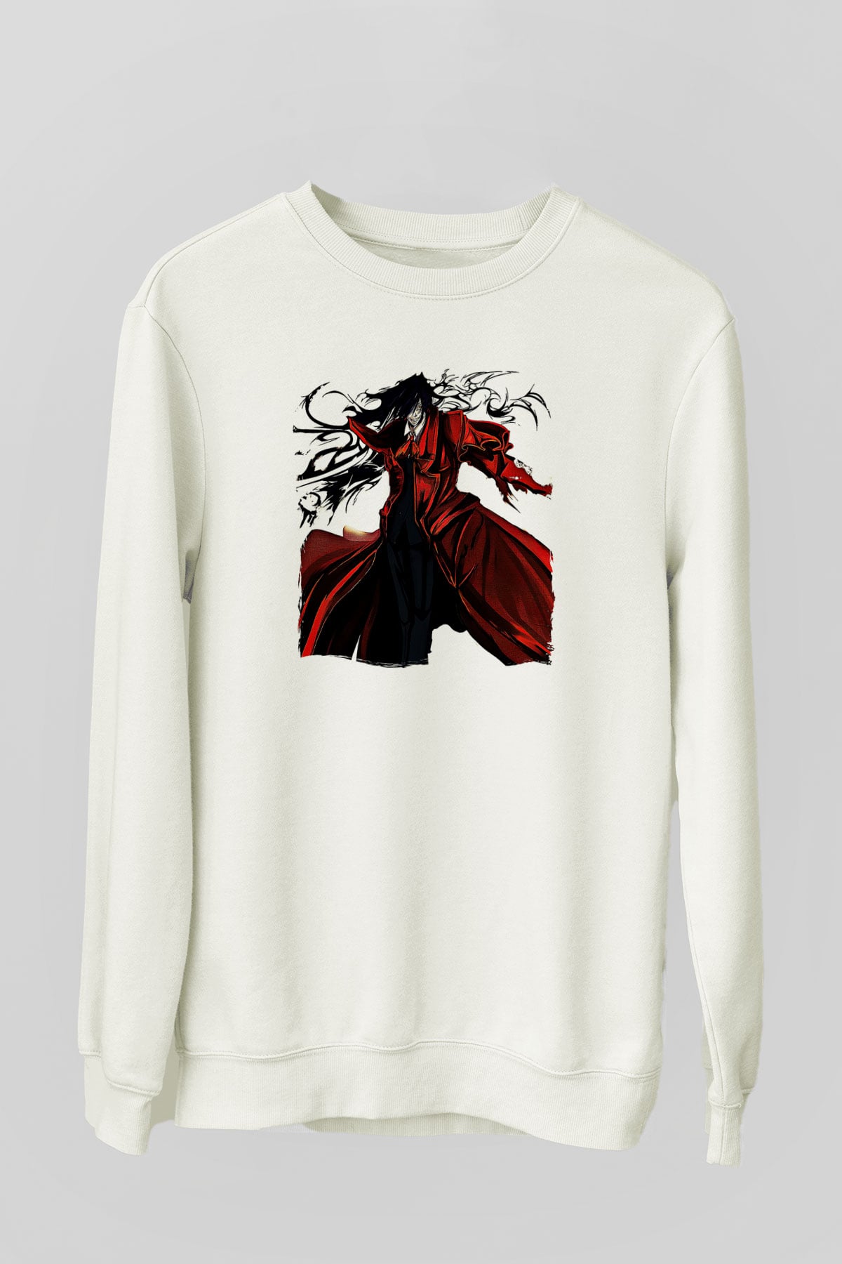Alucard Baskılı Beyaz Unisex Sweatshirt