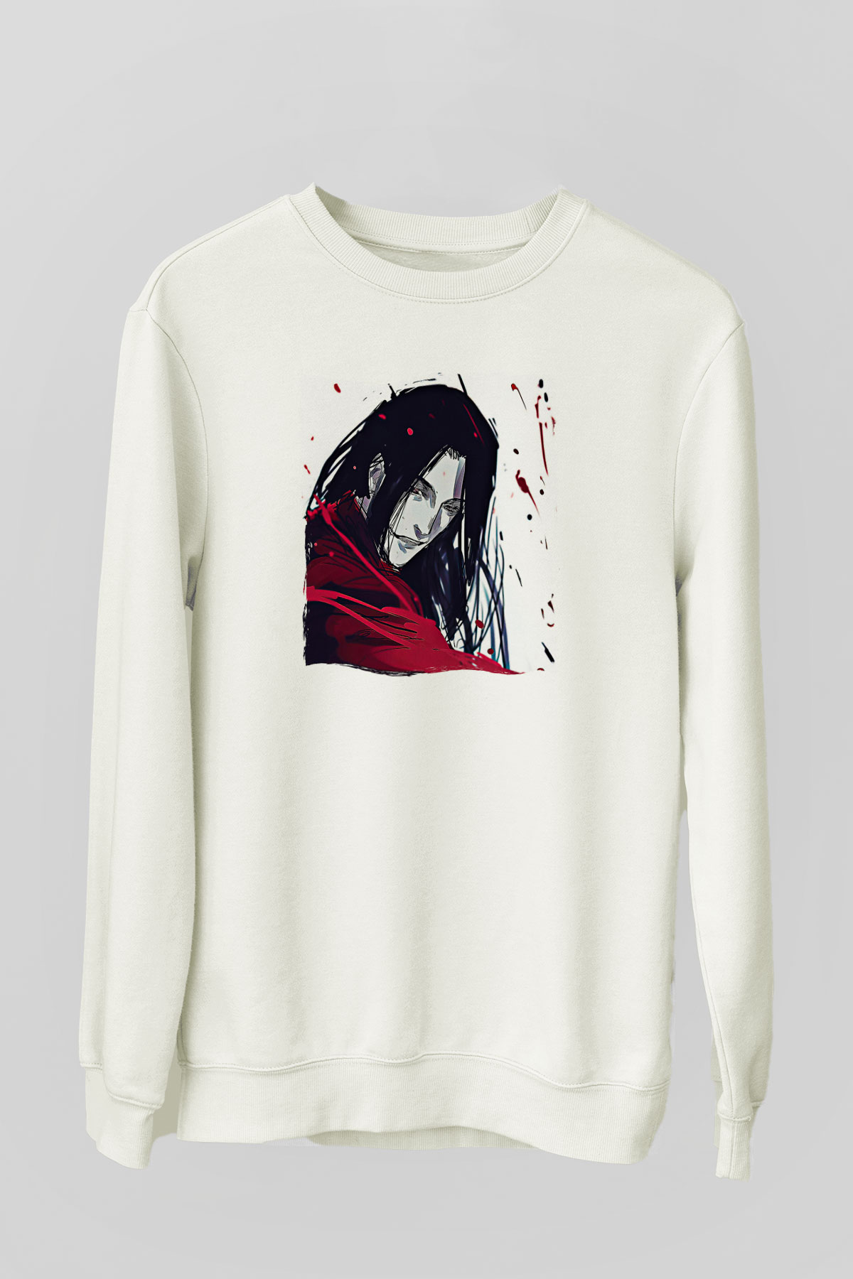 Alucard Baskılı Beyaz Unisex Sweatshirt