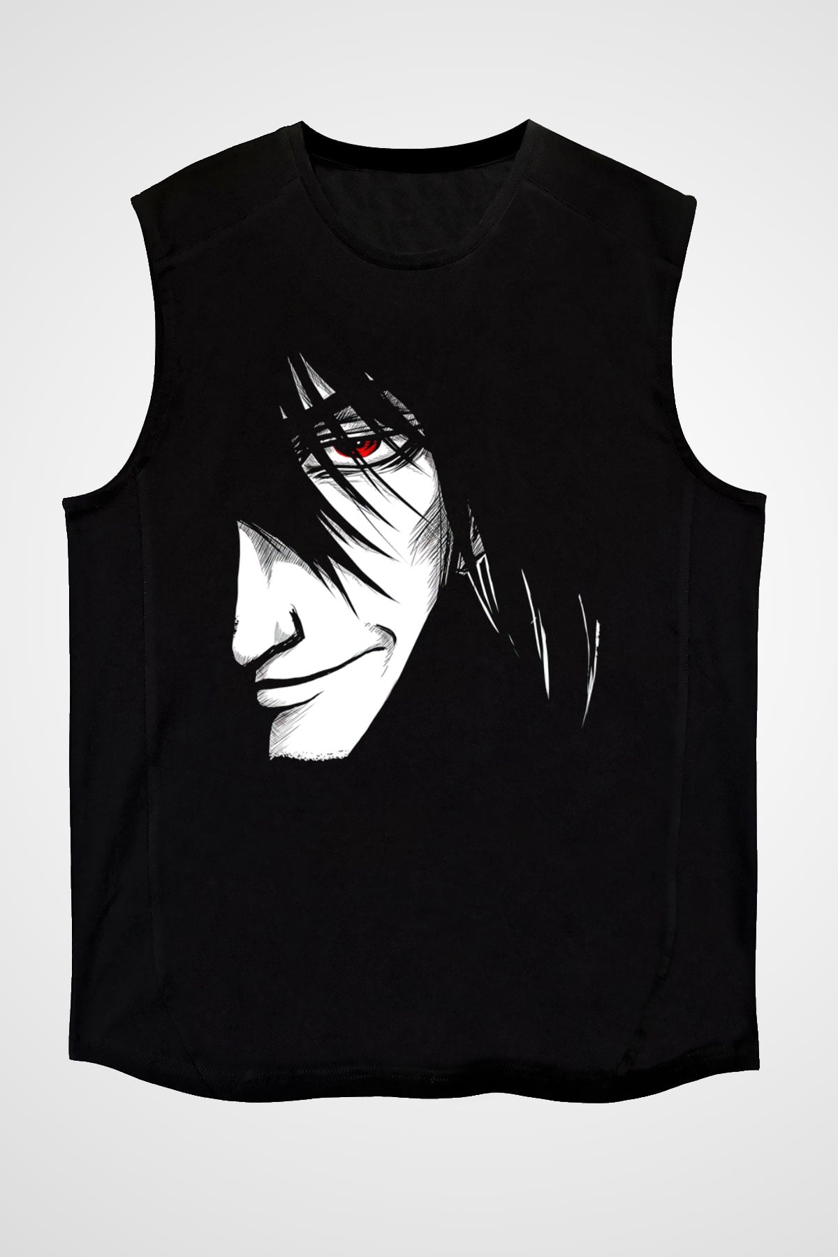 Alucard Baskılı Unisex Siyah Kolsuz Tişört - Tshirt
