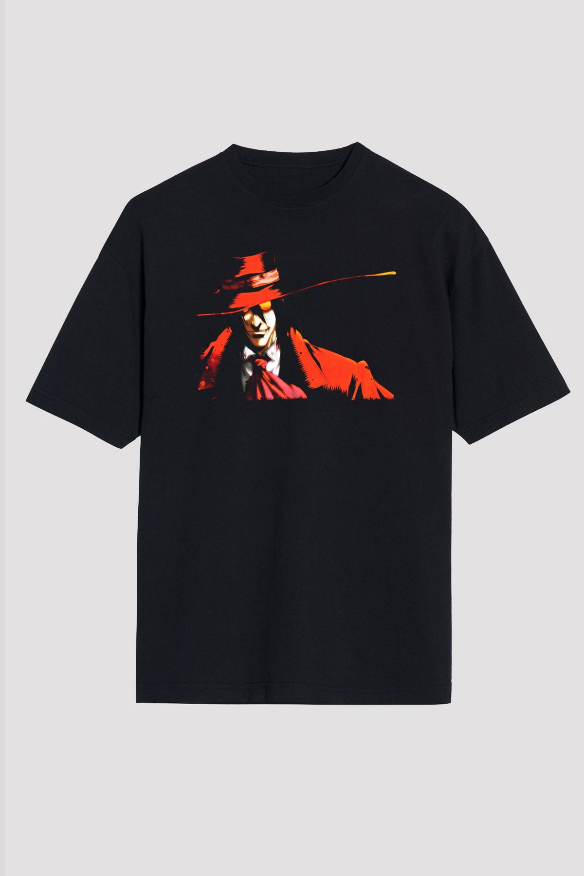 Alucard Baskılı Unisex Siyah Oversize Tişört - Tshirt