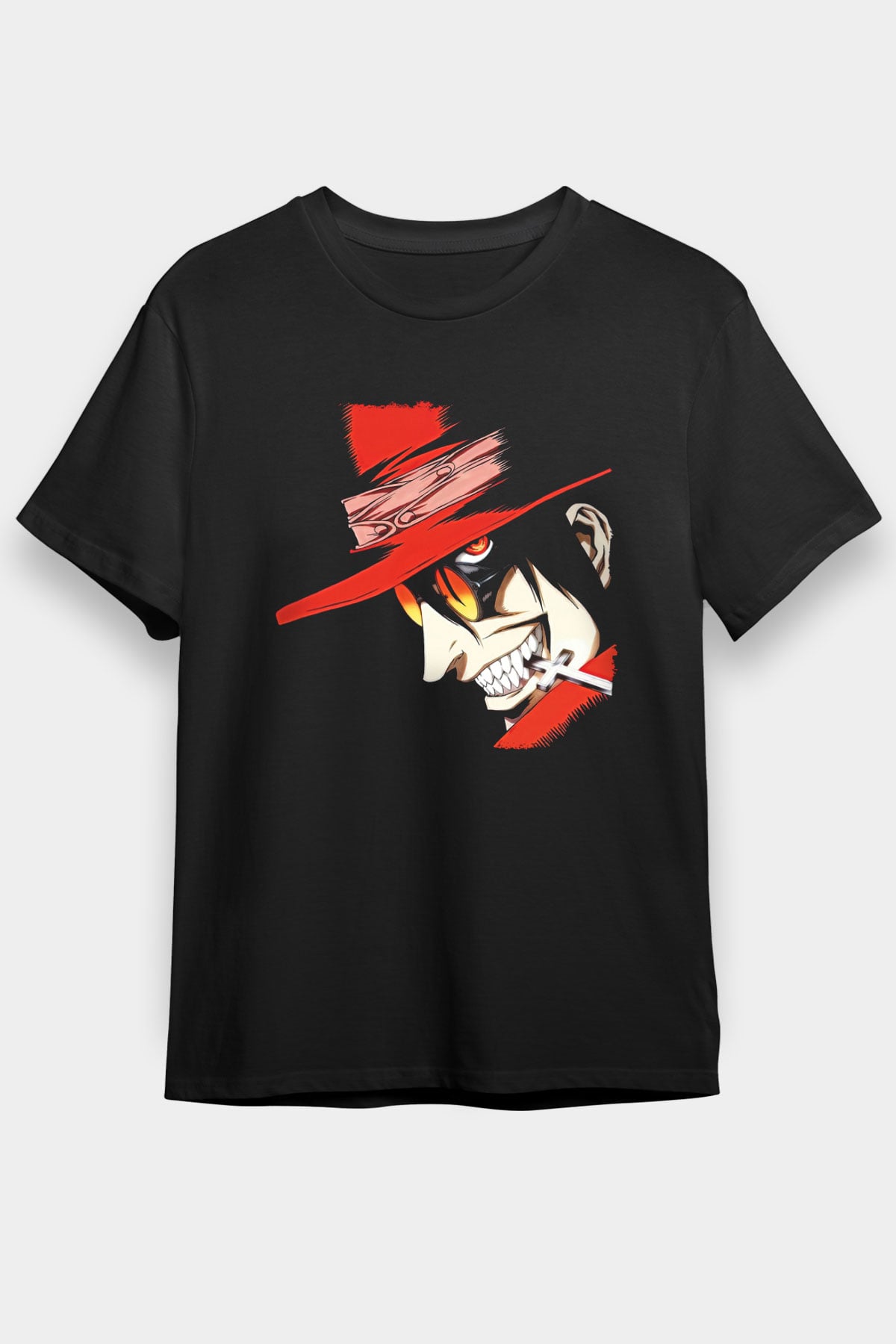 Alucard Baskılı Unisex Siyah Tişört - Tshirt