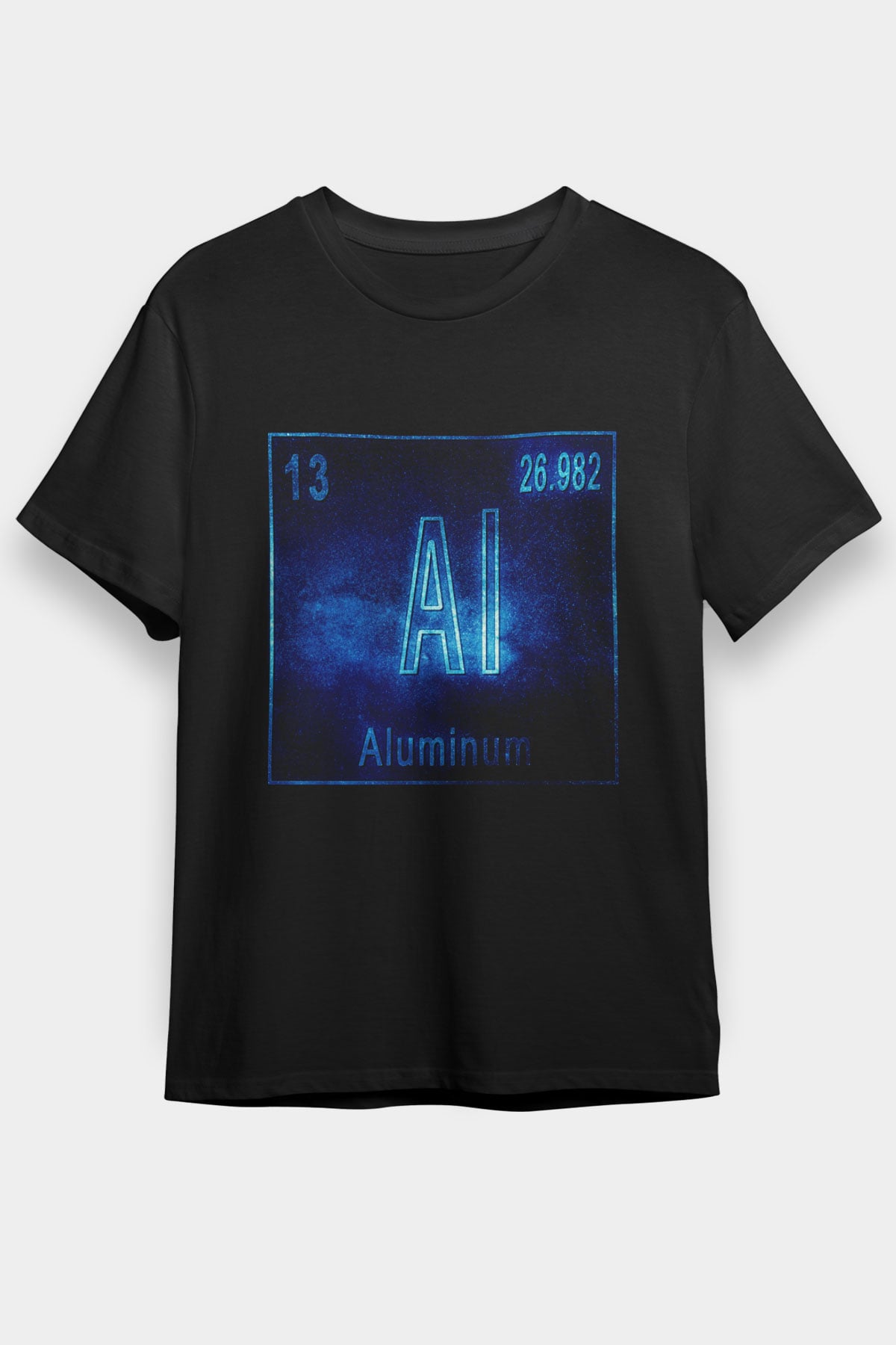 Alüminyum Atom Numarası Baskılı Unisex Siyah Tişört
