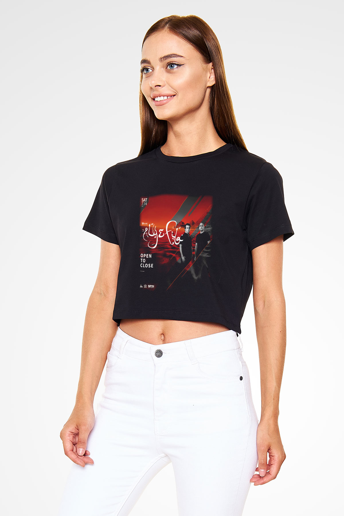 Aly & Fila Siyah Crop Top Tişört