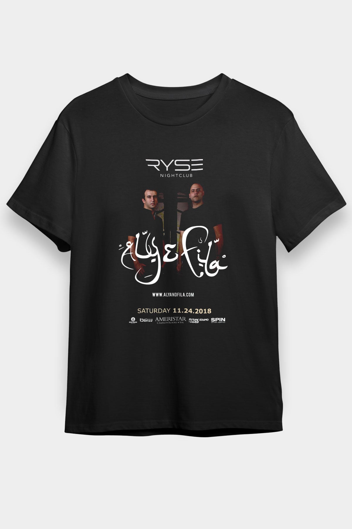 Aly & Fila Siyah Unisex Tişört T-Shirt - TişörtFabrikası