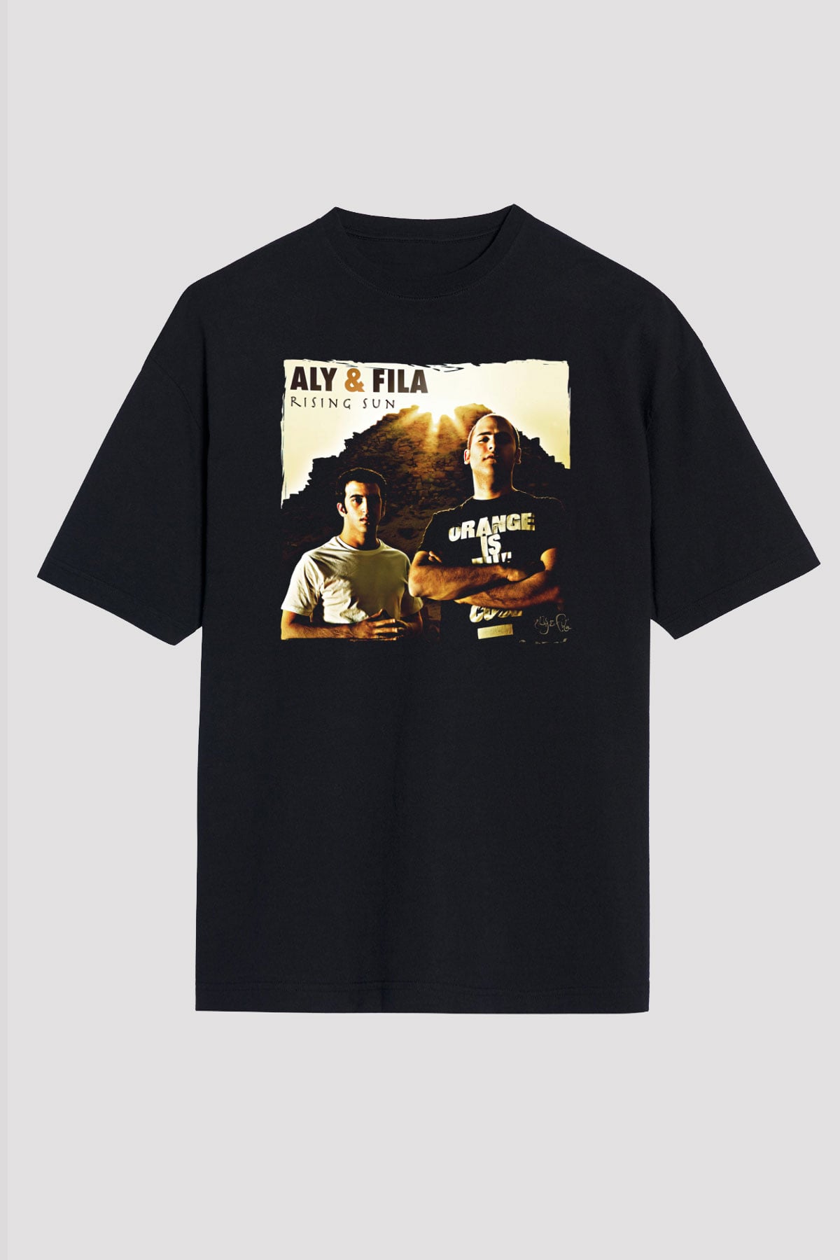 Aly & Fila Siyah Unisex Tişört T-Shirt - TişörtFabrikası