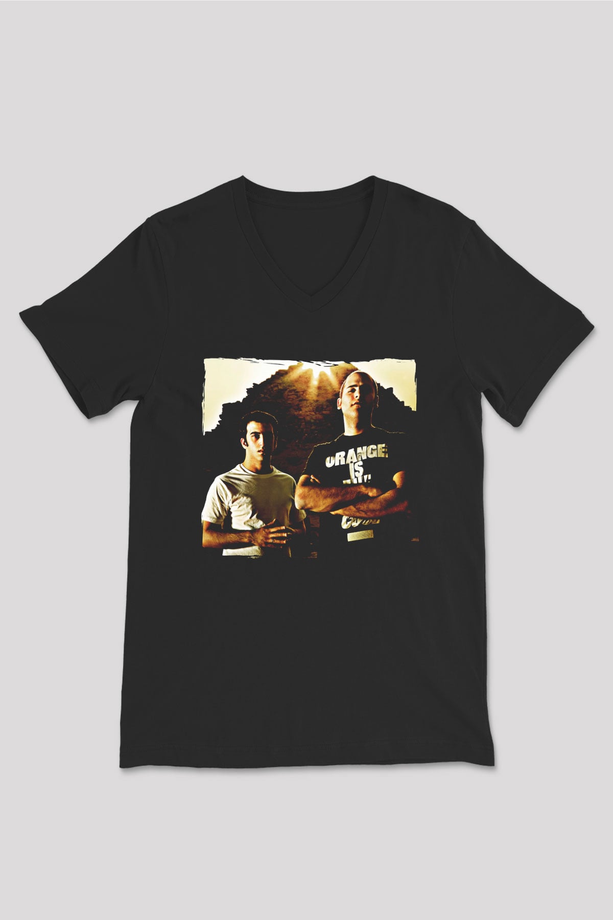 Aly & Fila Siyah Unisex V Yaka Tişört