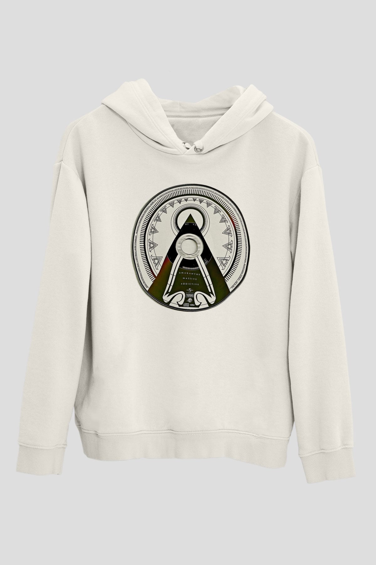 Amaranthe Baskılı Beyaz Unisex Kapüşonlu Sweatshirt