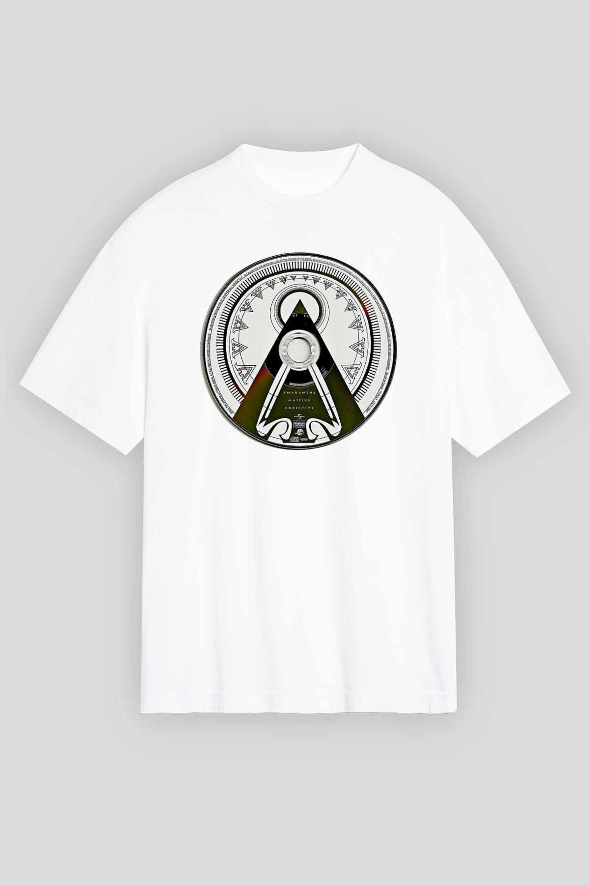 Amaranthe Baskılı Beyaz Unisex Oversize Tişört - Tshirt