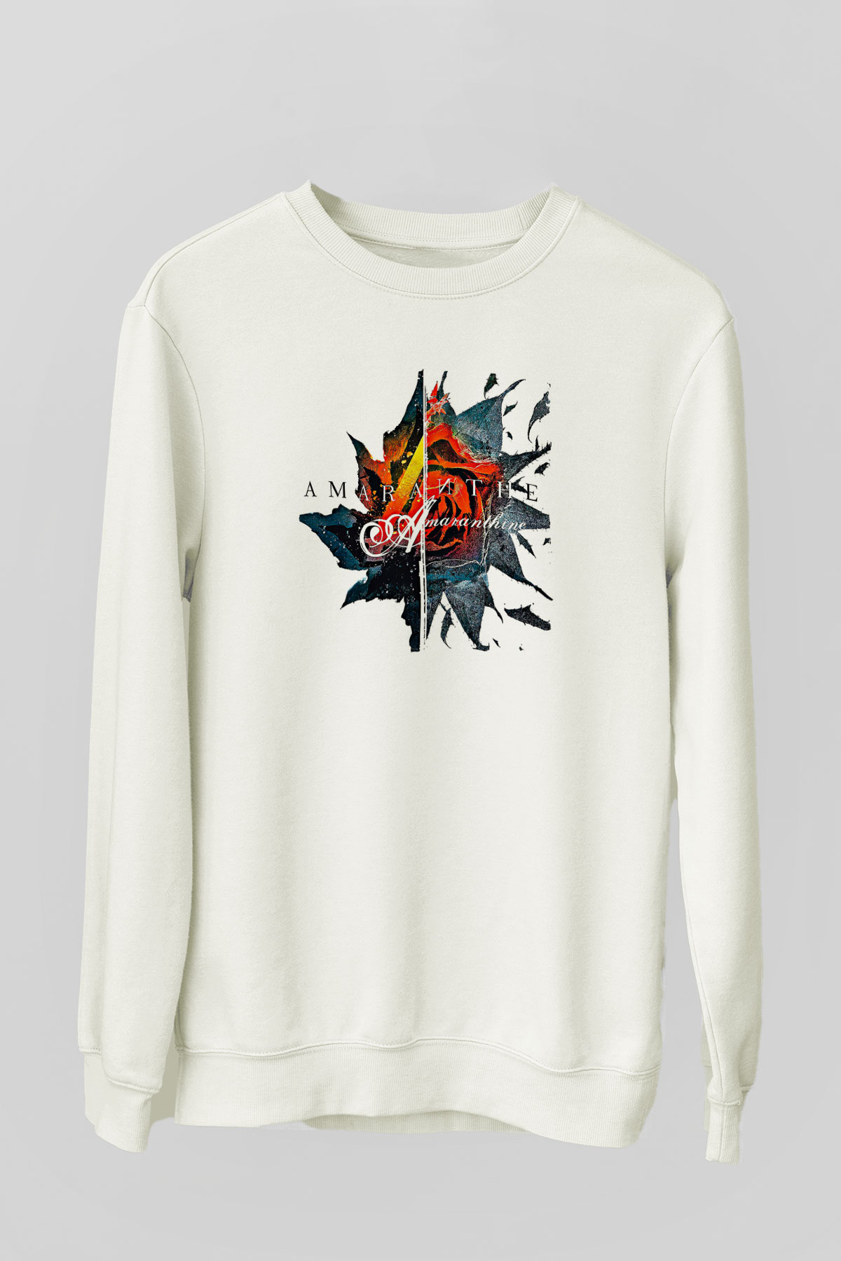Amaranthe Baskılı Beyaz Unisex Sweatshirt