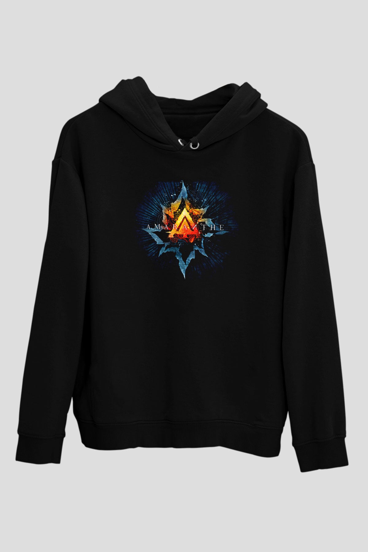 Amaranthe Baskılı Unisex Siyah Kapüşonlu Sweatshirt