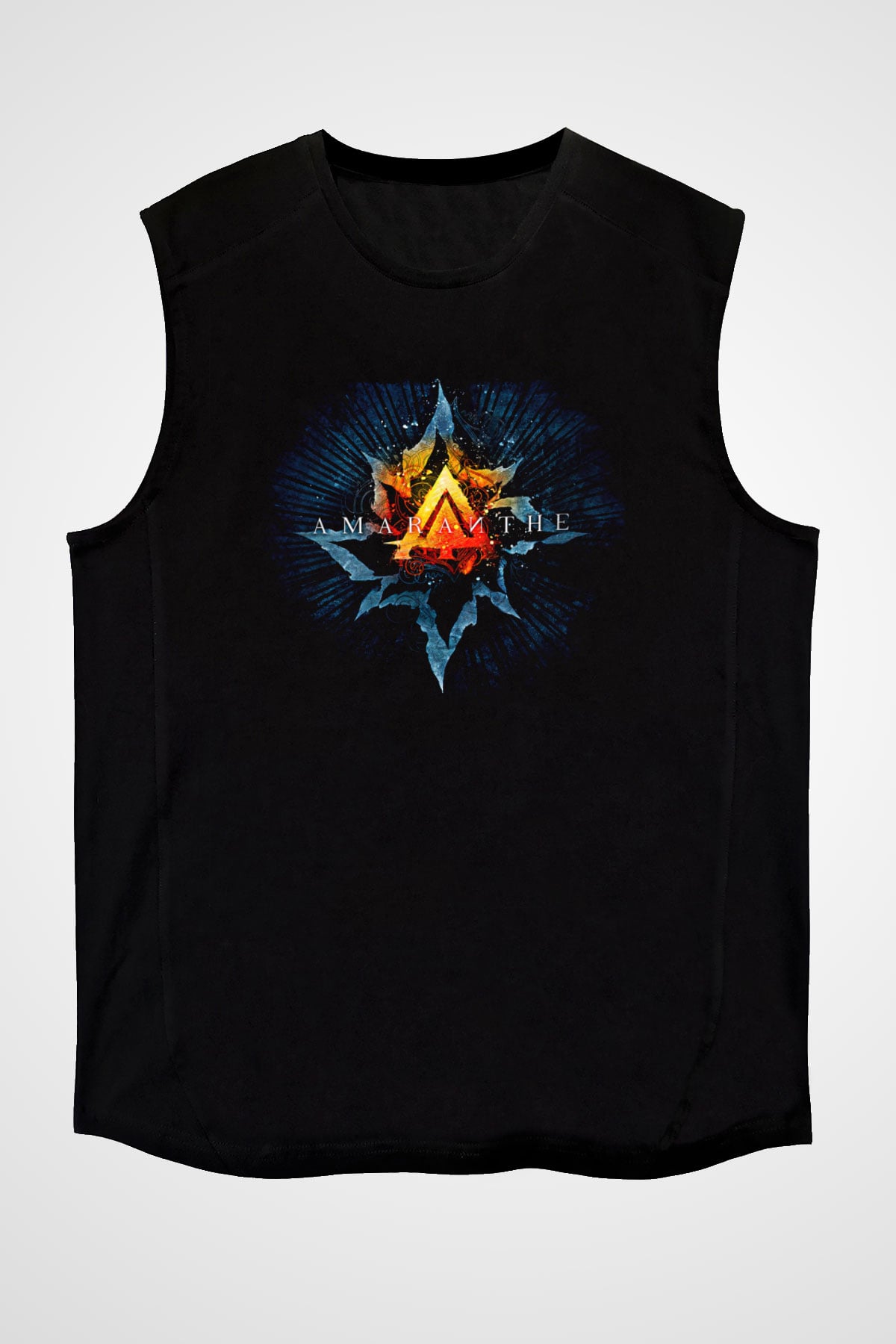 Amaranthe Baskılı Unisex Siyah Kolsuz Tişört - Tshirt