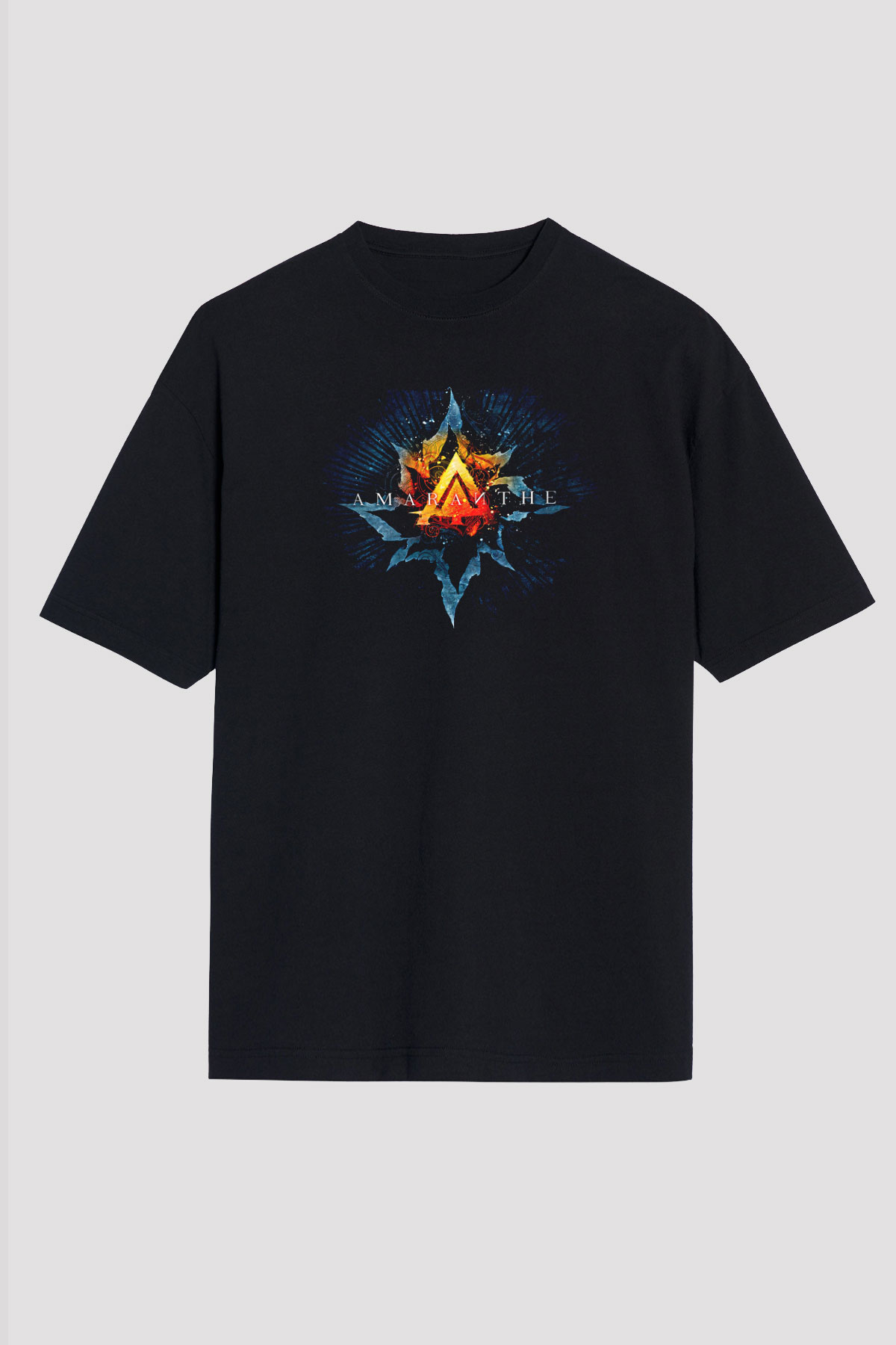 Amaranthe Baskılı Unisex Siyah Oversize Tişört - Tshirt