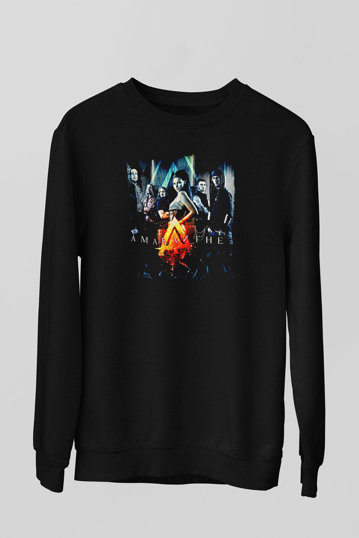 Amaranthe Baskılı Unisex Siyah Sweatshirt