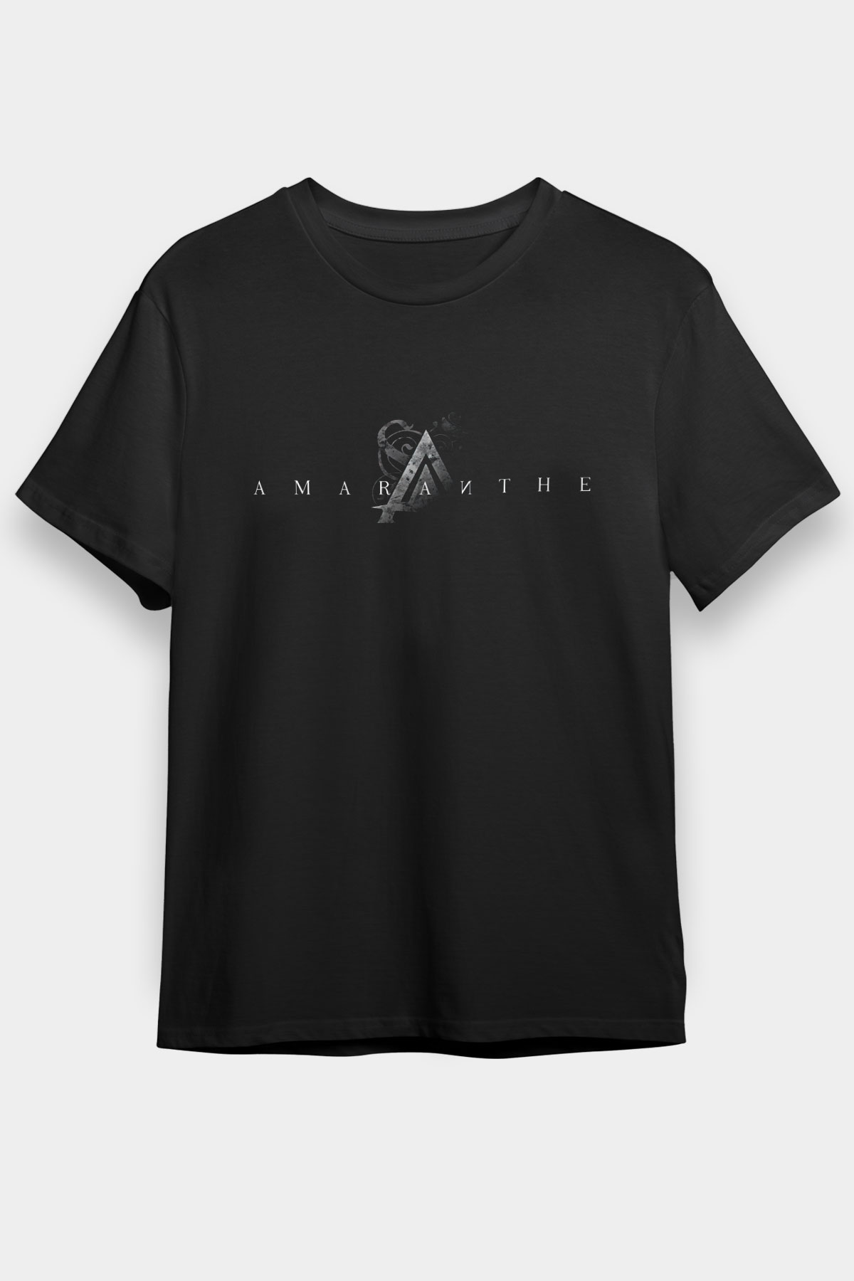 Amaranthe Baskılı Unisex Siyah Tişört - Tshirt