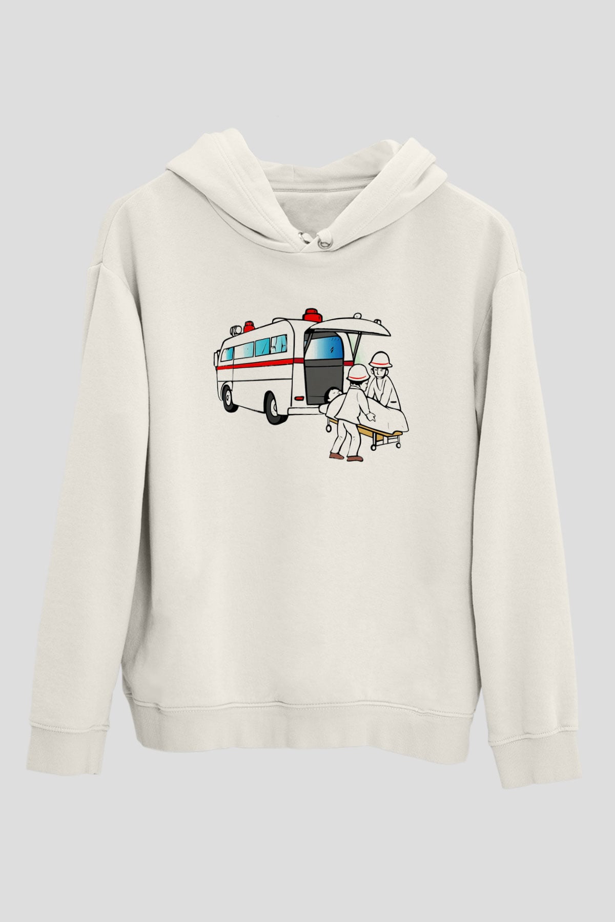 Ambulans şoförü Beyaz Unisex Hoodie