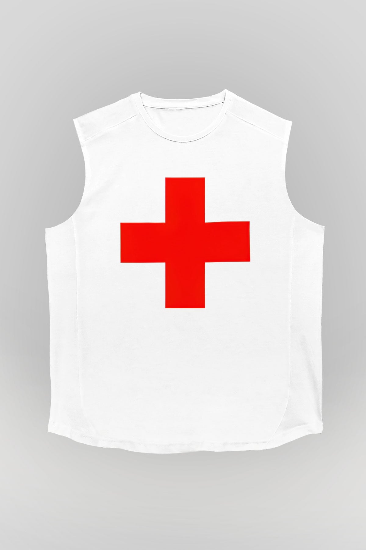 Ambulans şoförü Beyaz Unisex Kolsuz Tişört