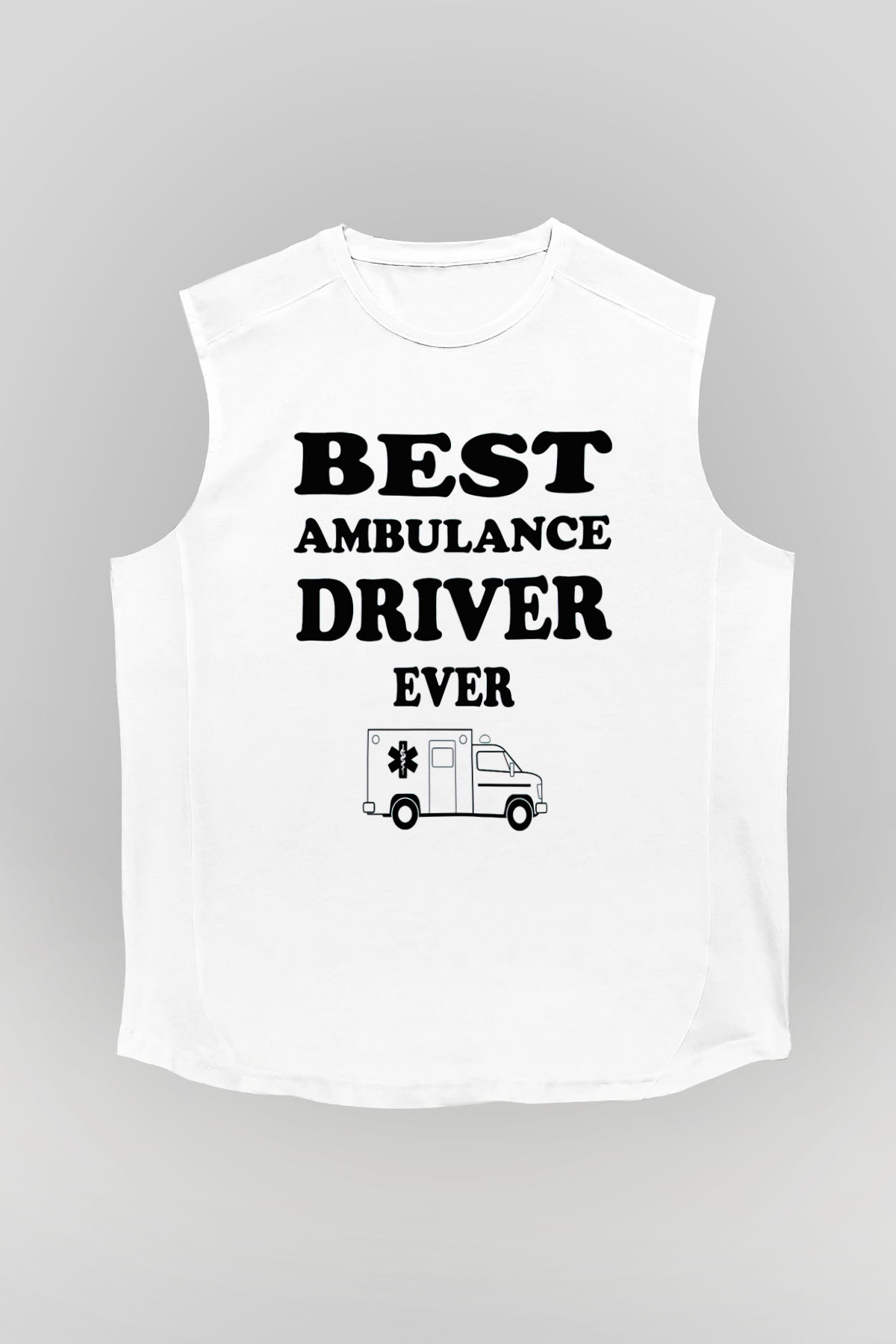 Ambulans şoförü Beyaz Unisex Kolsuz Tişört