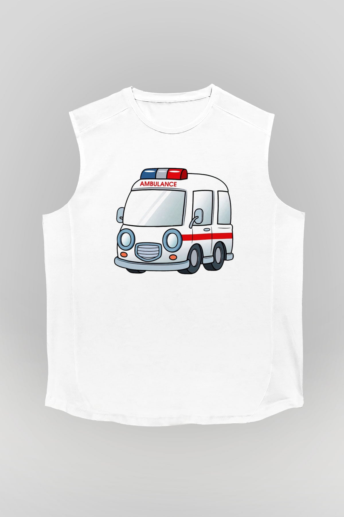 Ambulans şoförü Beyaz Unisex Kolsuz Tişört