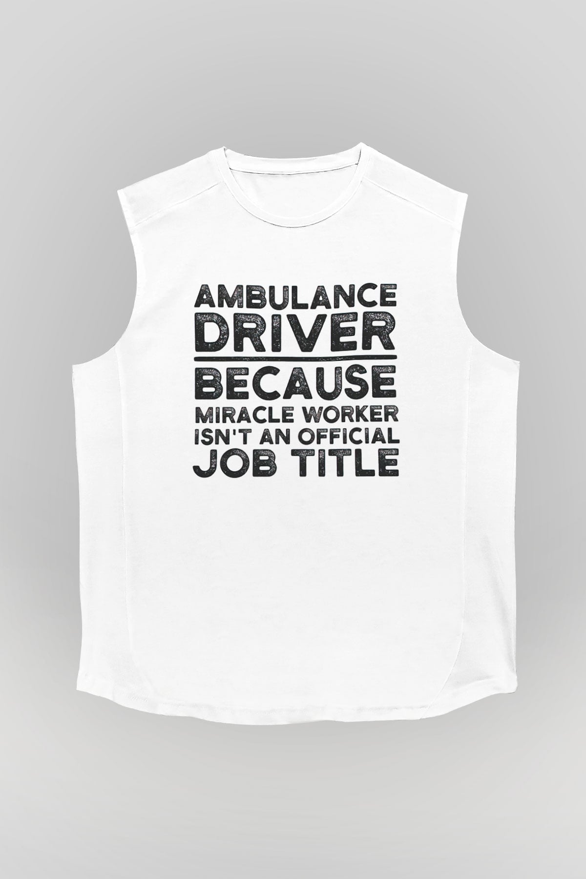 Ambulans şoförü Beyaz Unisex Kolsuz Tişört
