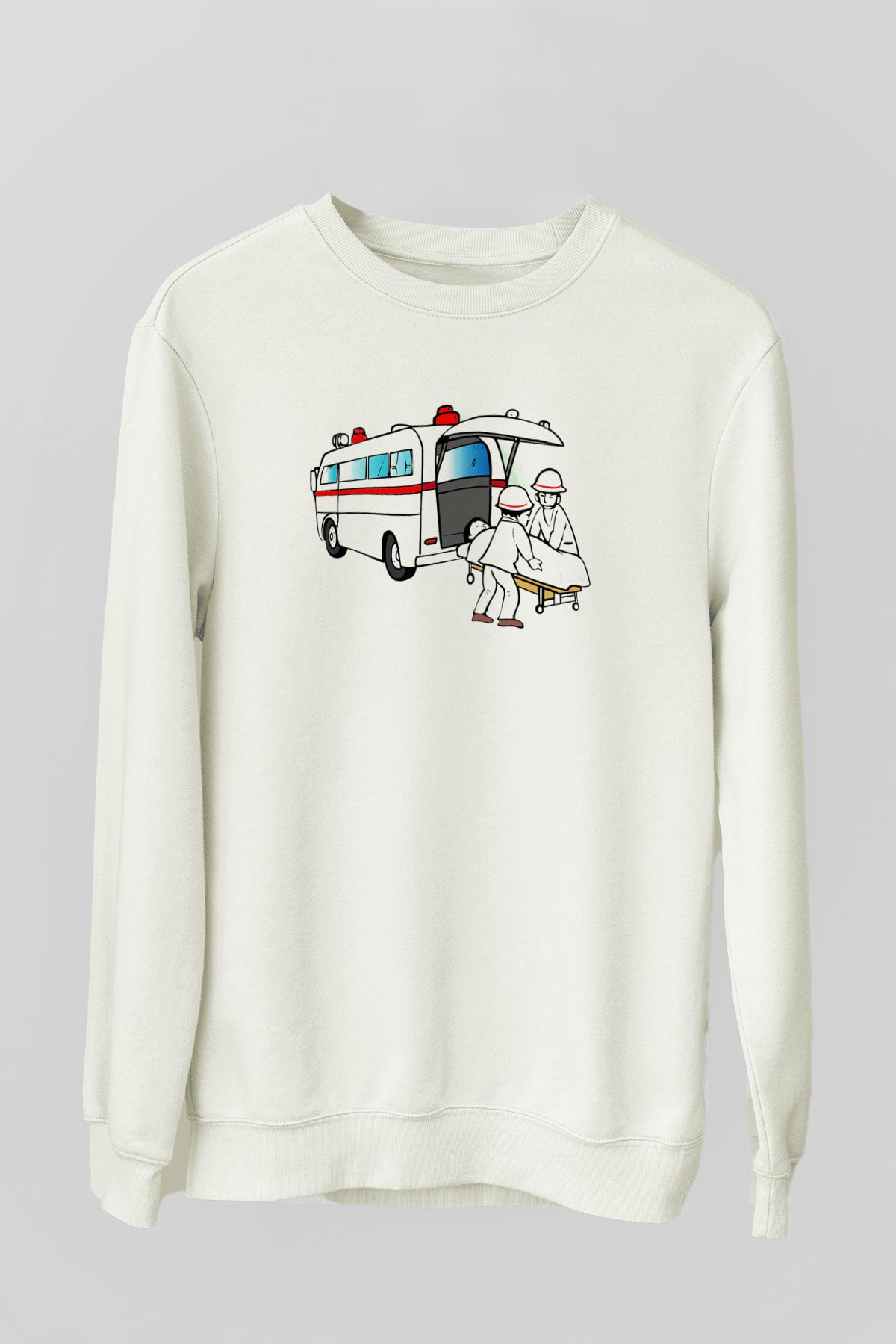 Ambulans şoförü Beyaz Unisex Sweatshirt