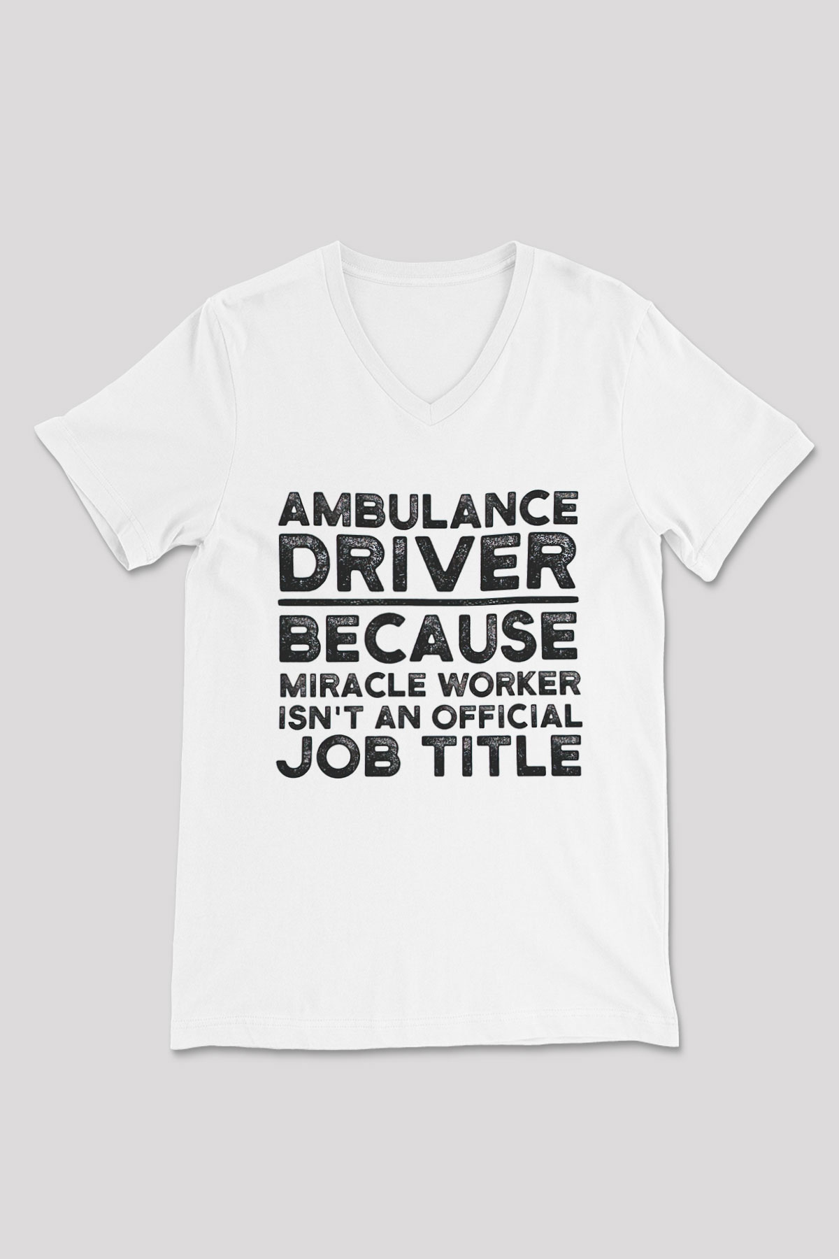 Ambulans şoförü Beyaz Unisex V Yaka Tişört