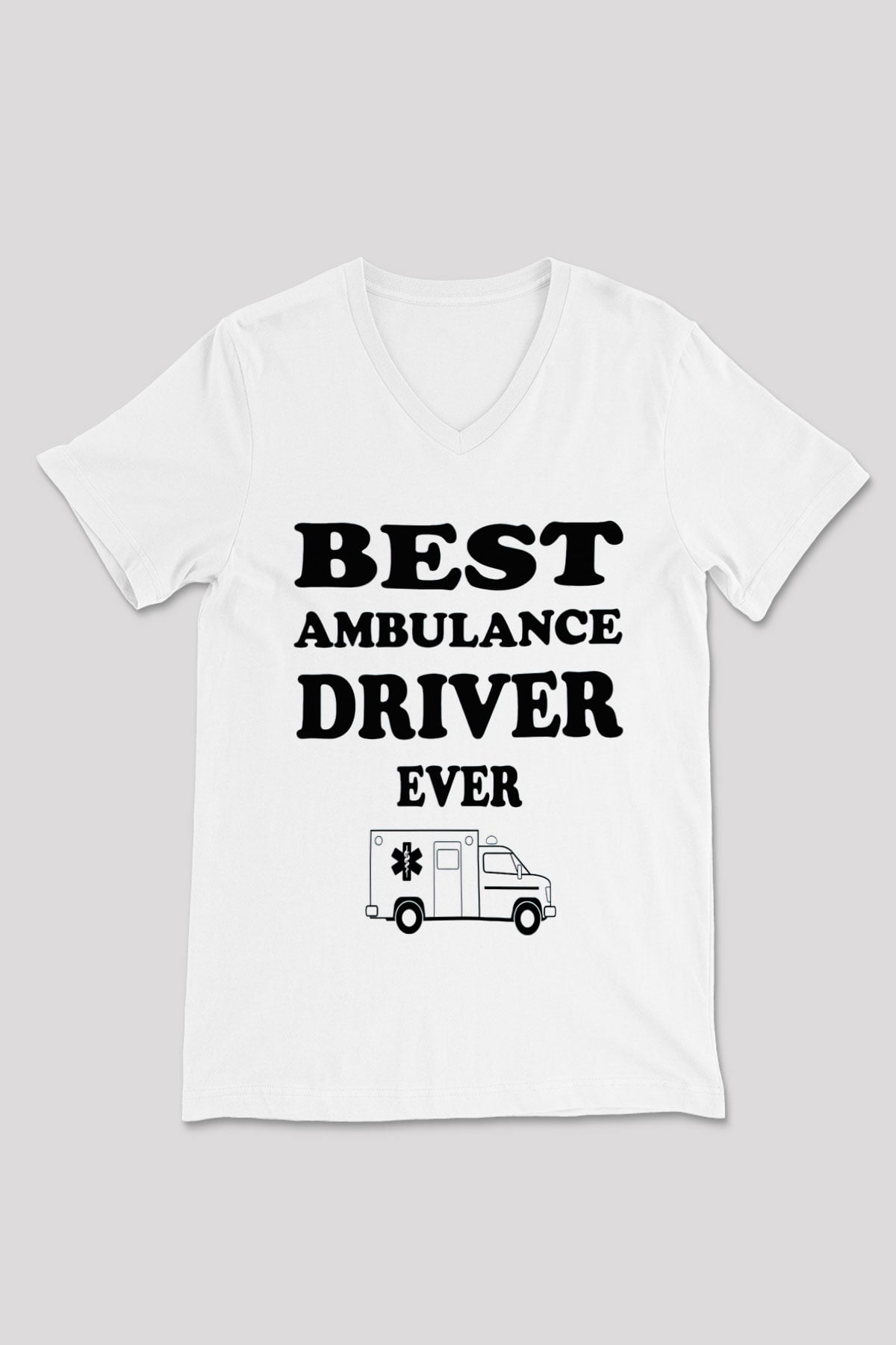 Ambulans şoförü Beyaz Unisex V Yaka Tişört