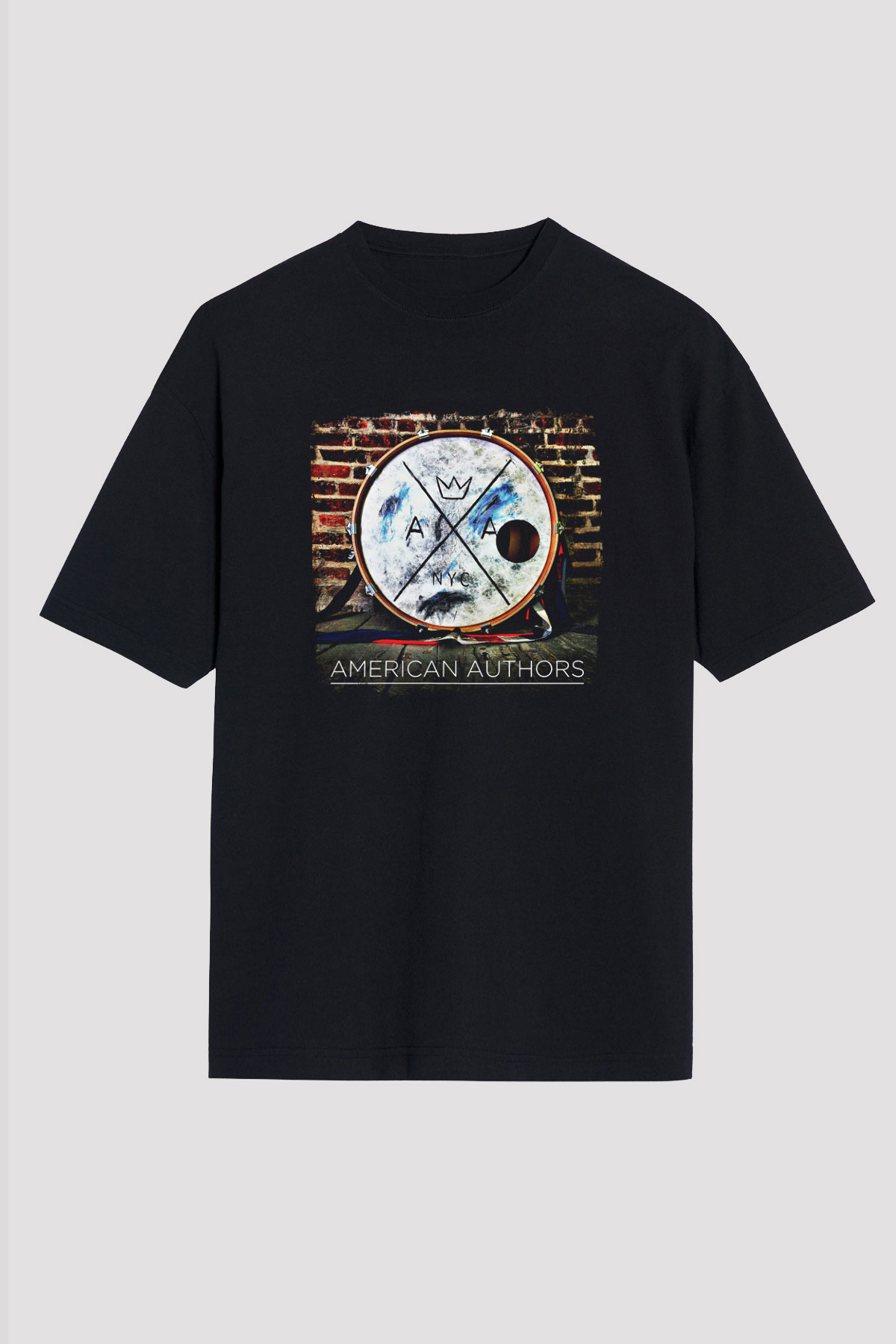 American Authors Baskılı Unisex Siyah Oversize Tişört