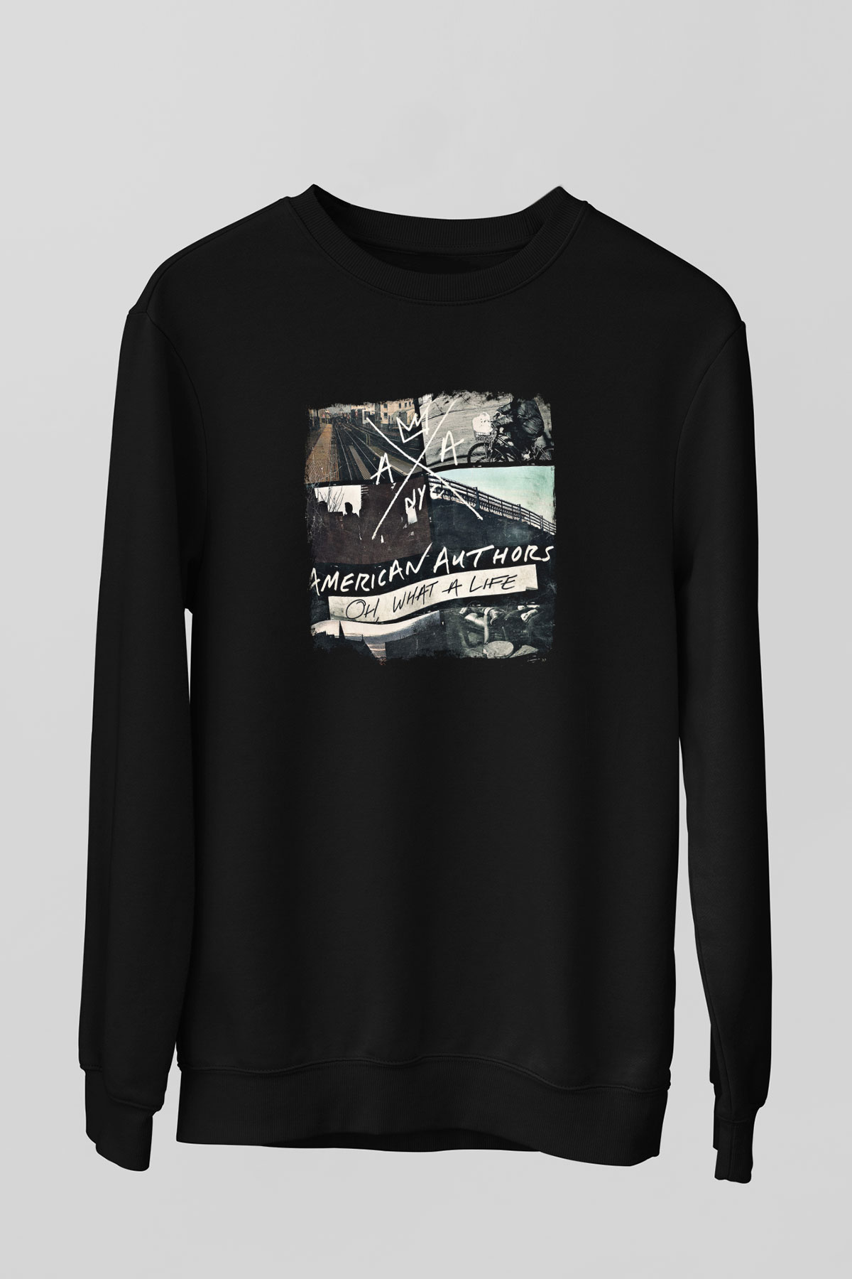 American Authors Baskılı Unisex Siyah Sweatshirt