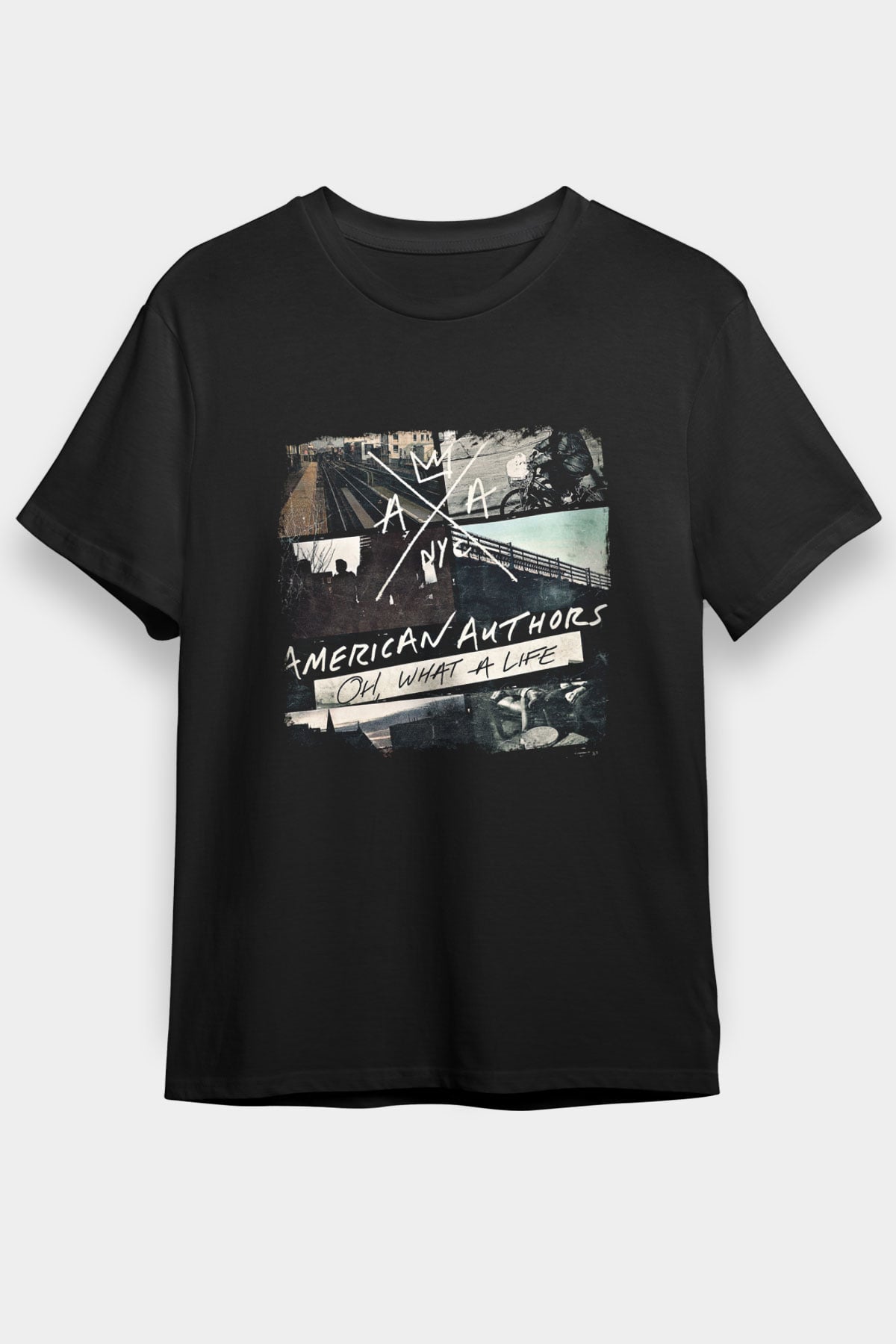 American Authors Baskılı Unisex Siyah Tişört