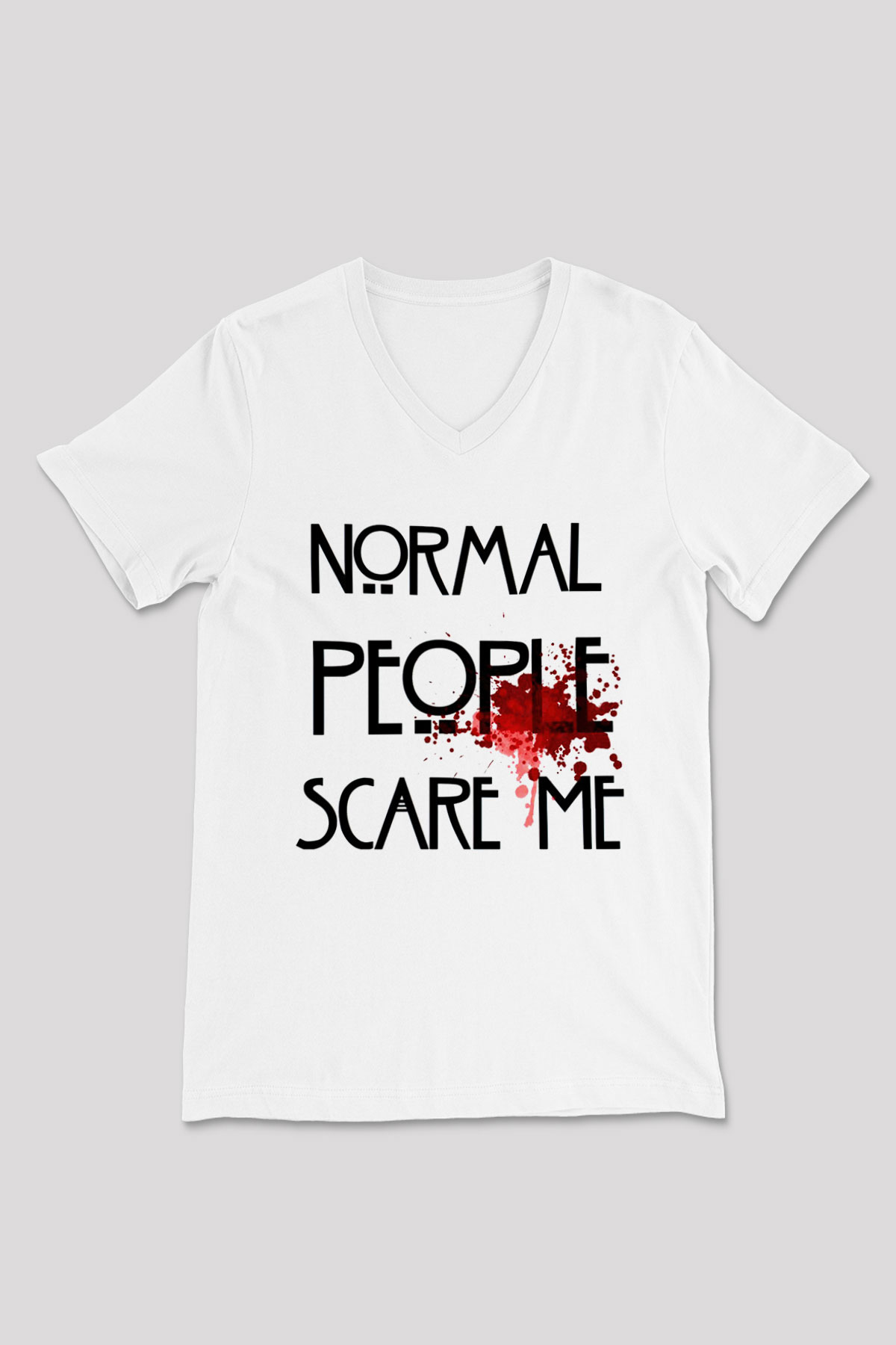 American Horror Story Beyaz Unisex V Yaka Tişört T-Shirt