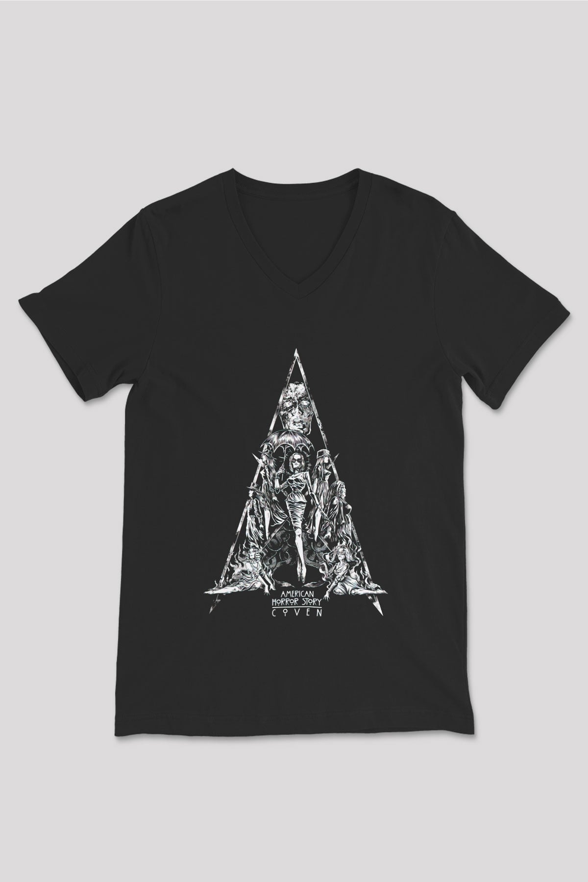 American Horror Story Siyah Unisex V Yaka Tişört T-Shirt