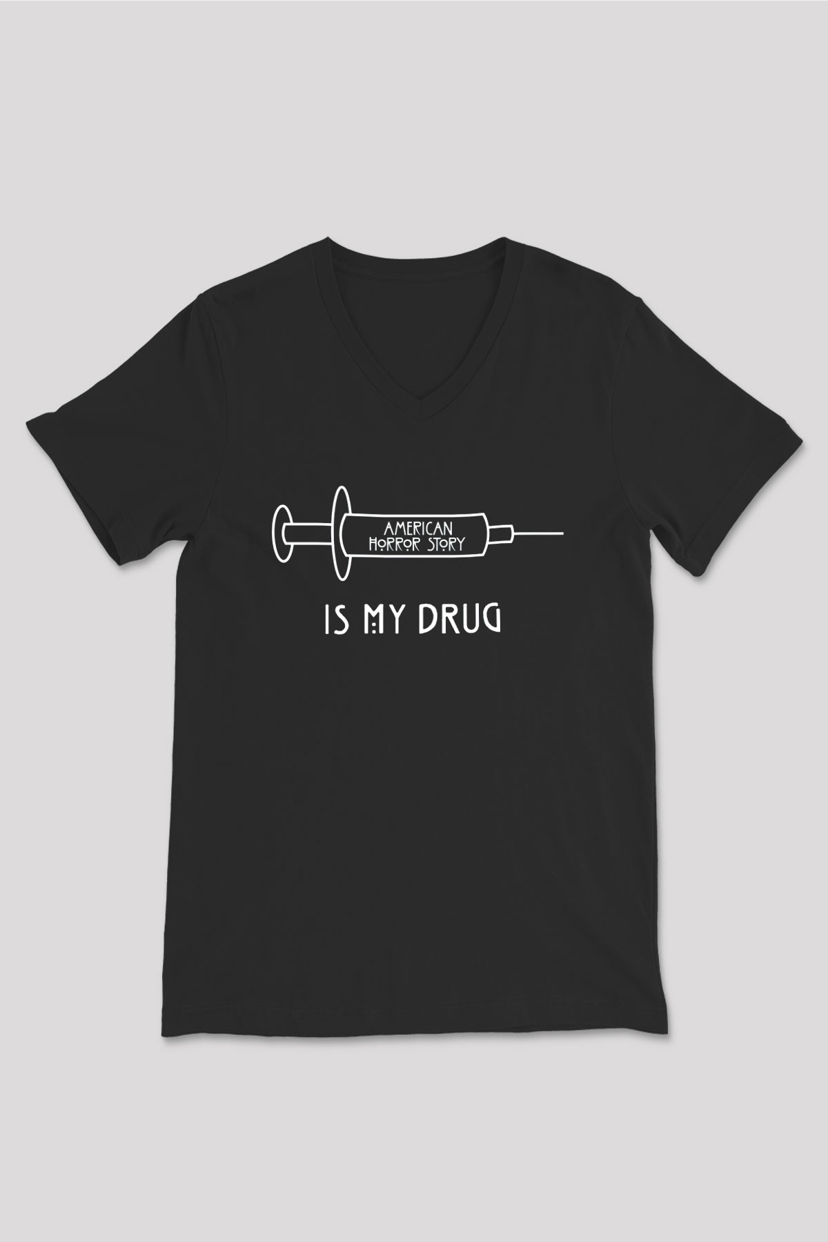 American Horror Story Siyah Unisex V Yaka Tişört T-Shirt
