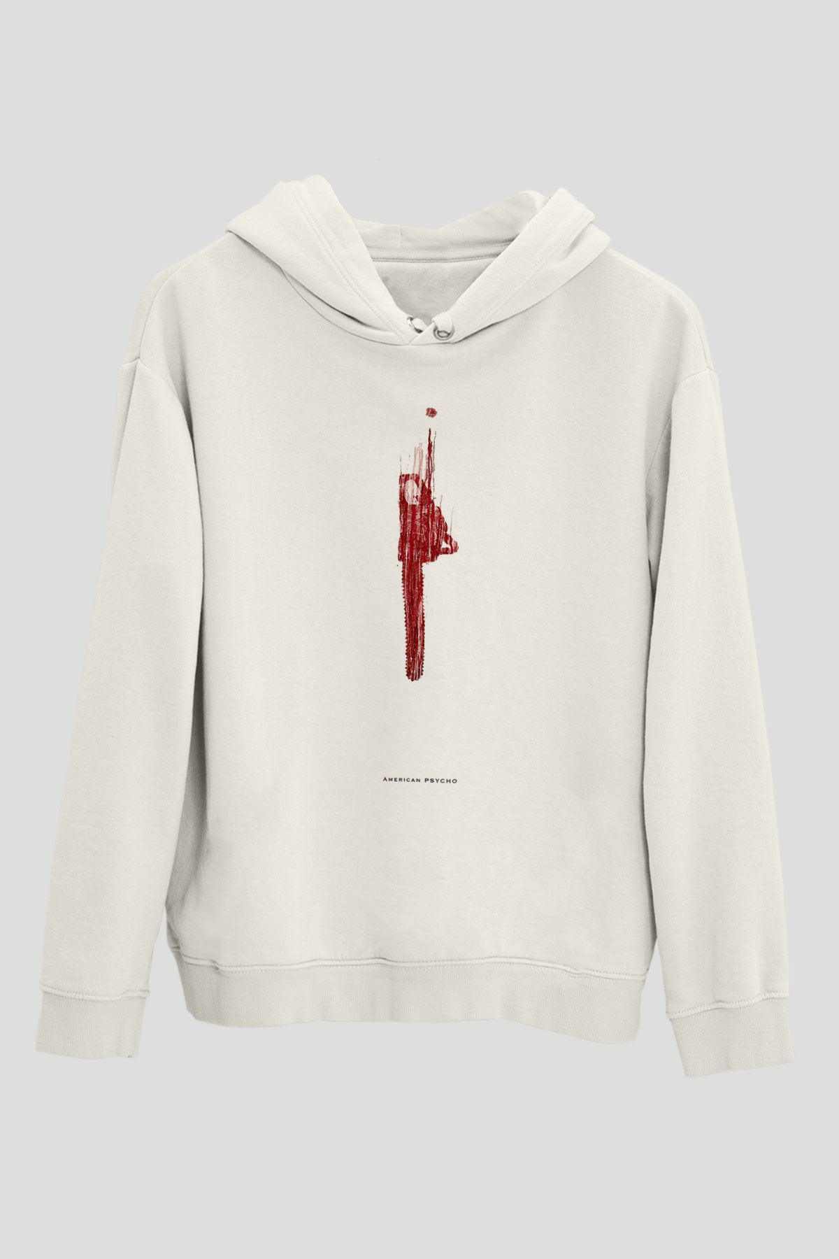 American Psycho Baskılı Beyaz Unisex Hoodie