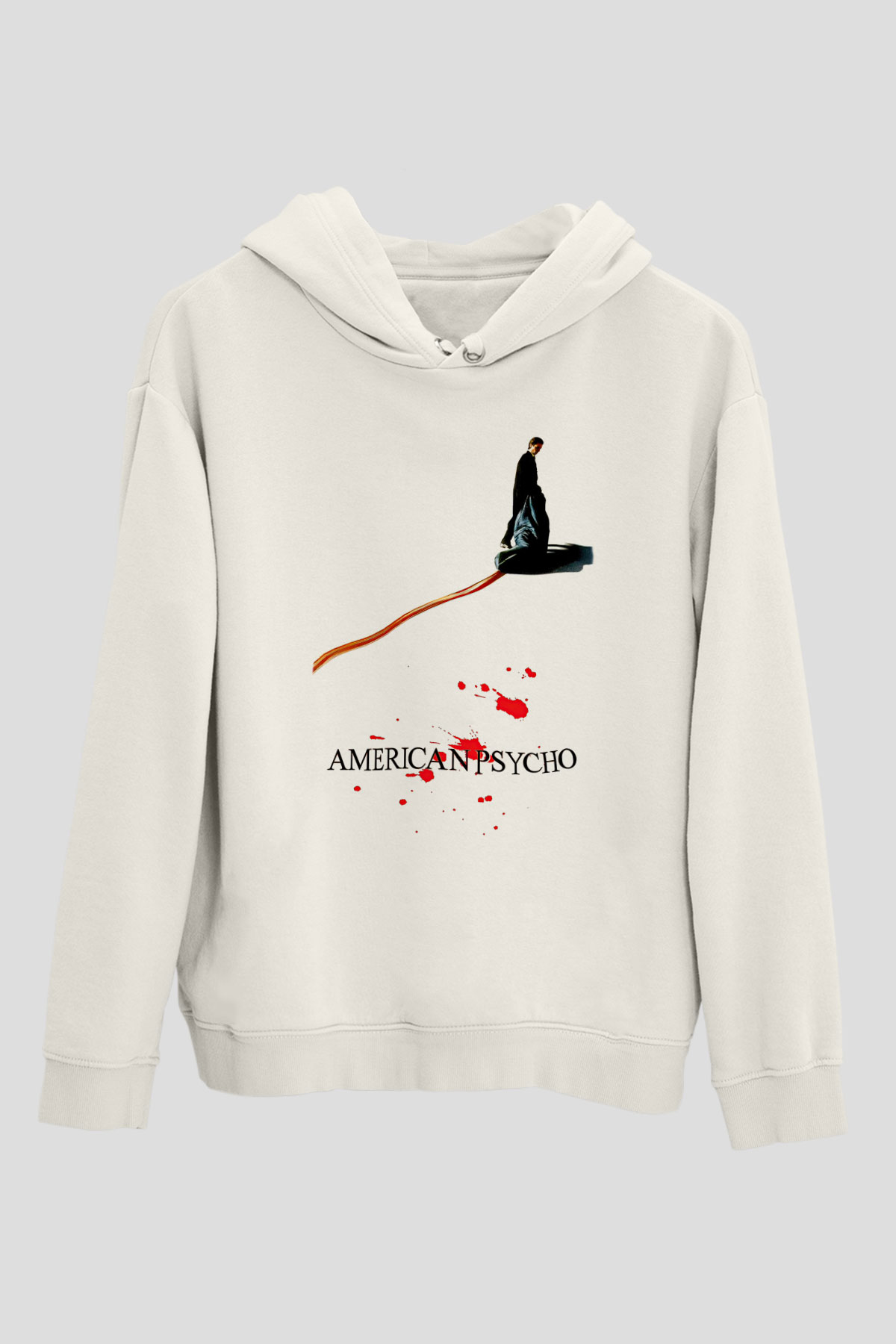 American Psycho Baskılı Beyaz Unisex Hoodie