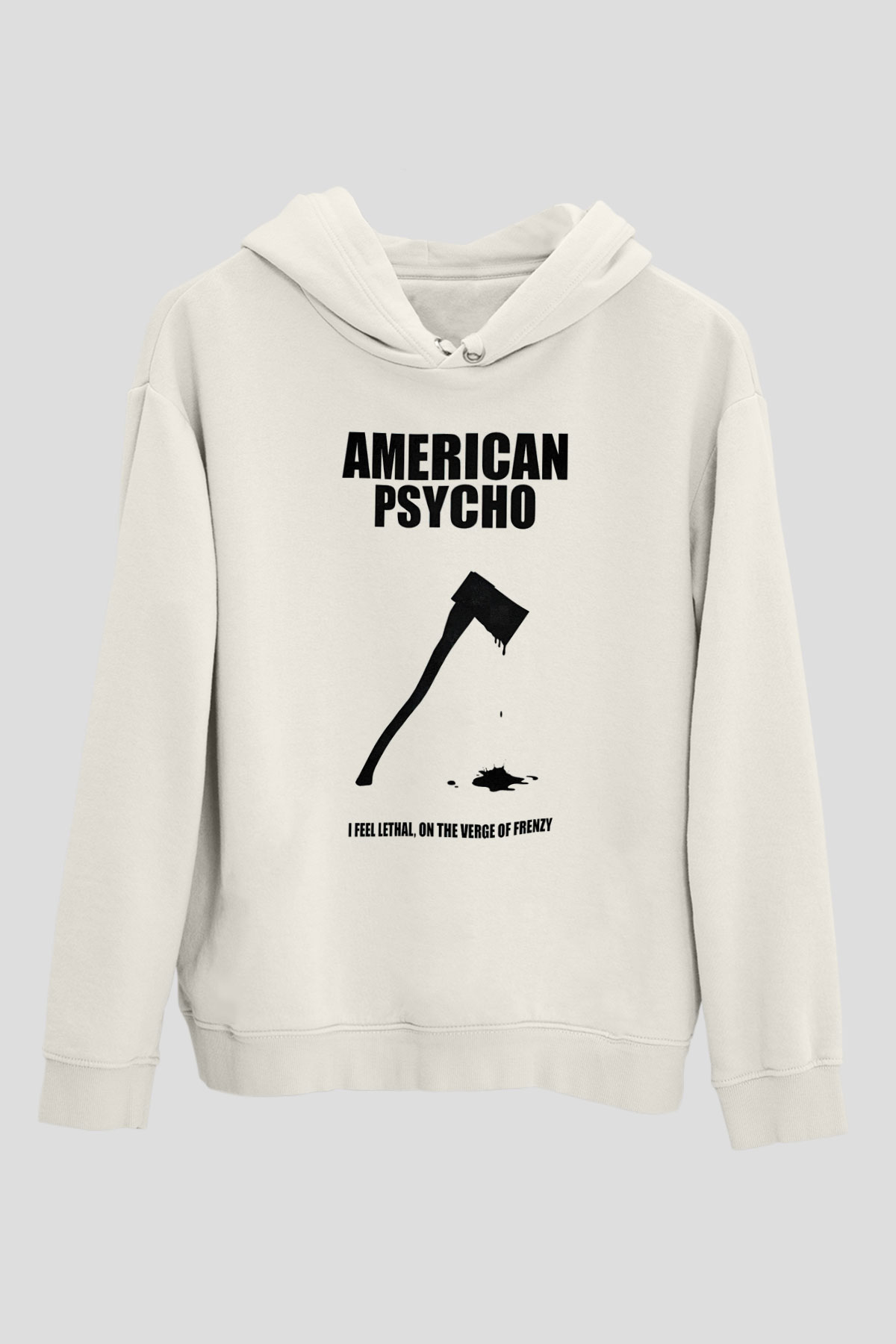 American Psycho Baskılı Beyaz Unisex Hoodie