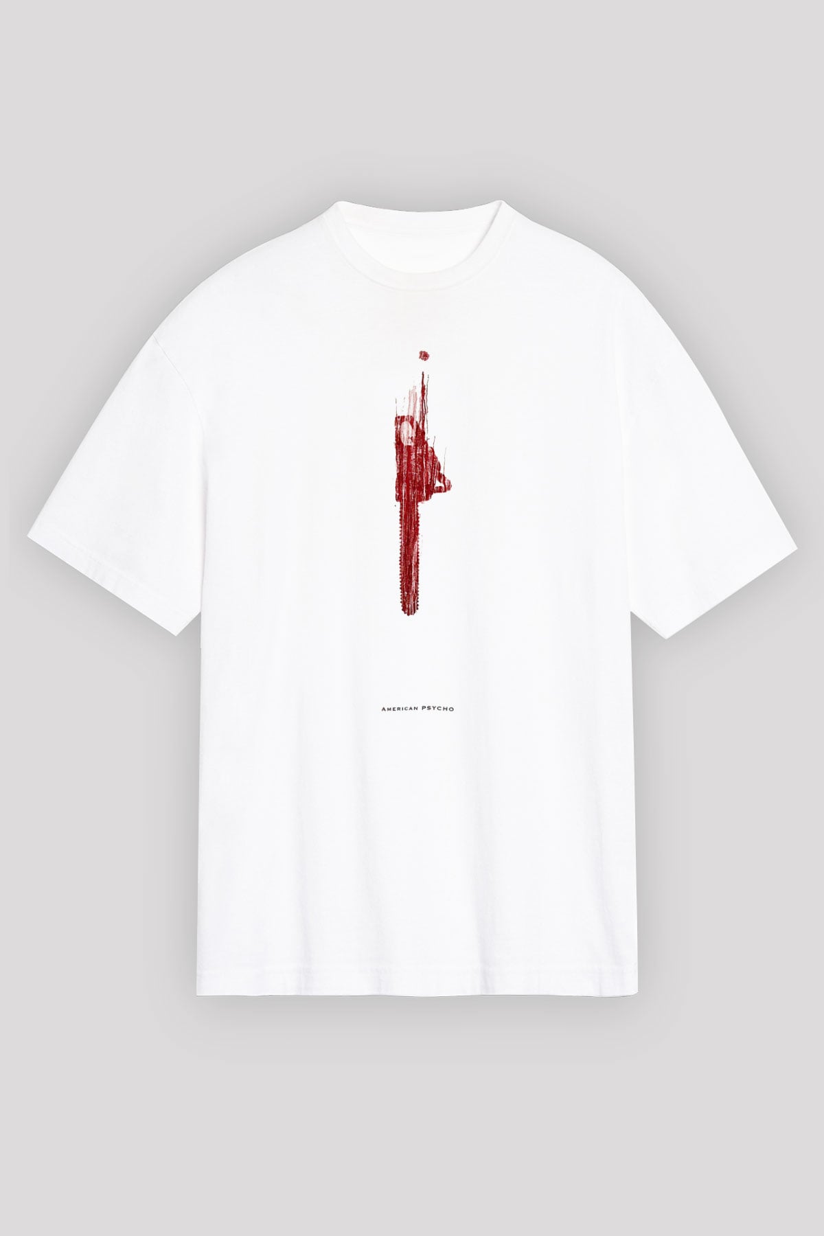 American Psycho Baskılı Beyaz Unisex Oversize Tişört - Tshirt
