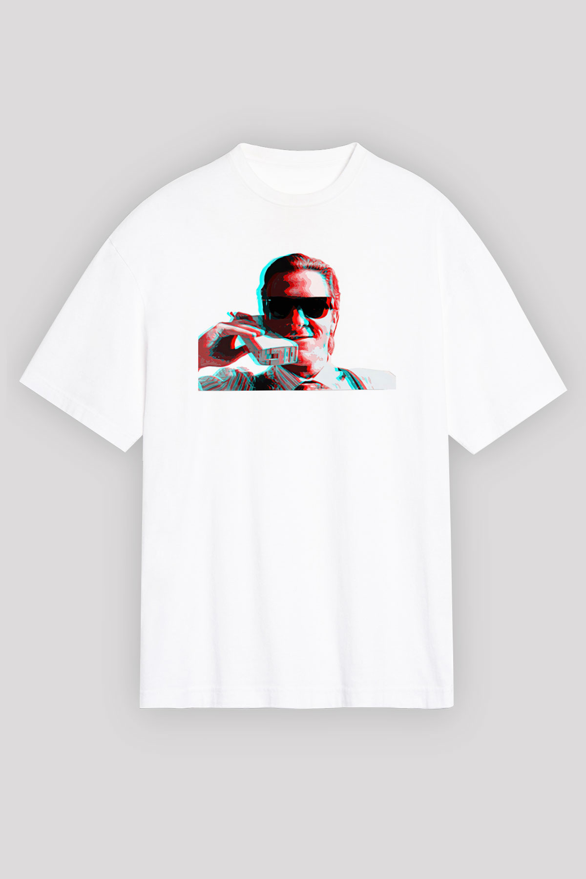 American Psycho Baskılı Beyaz Unisex Oversize Tişört - Tshirt