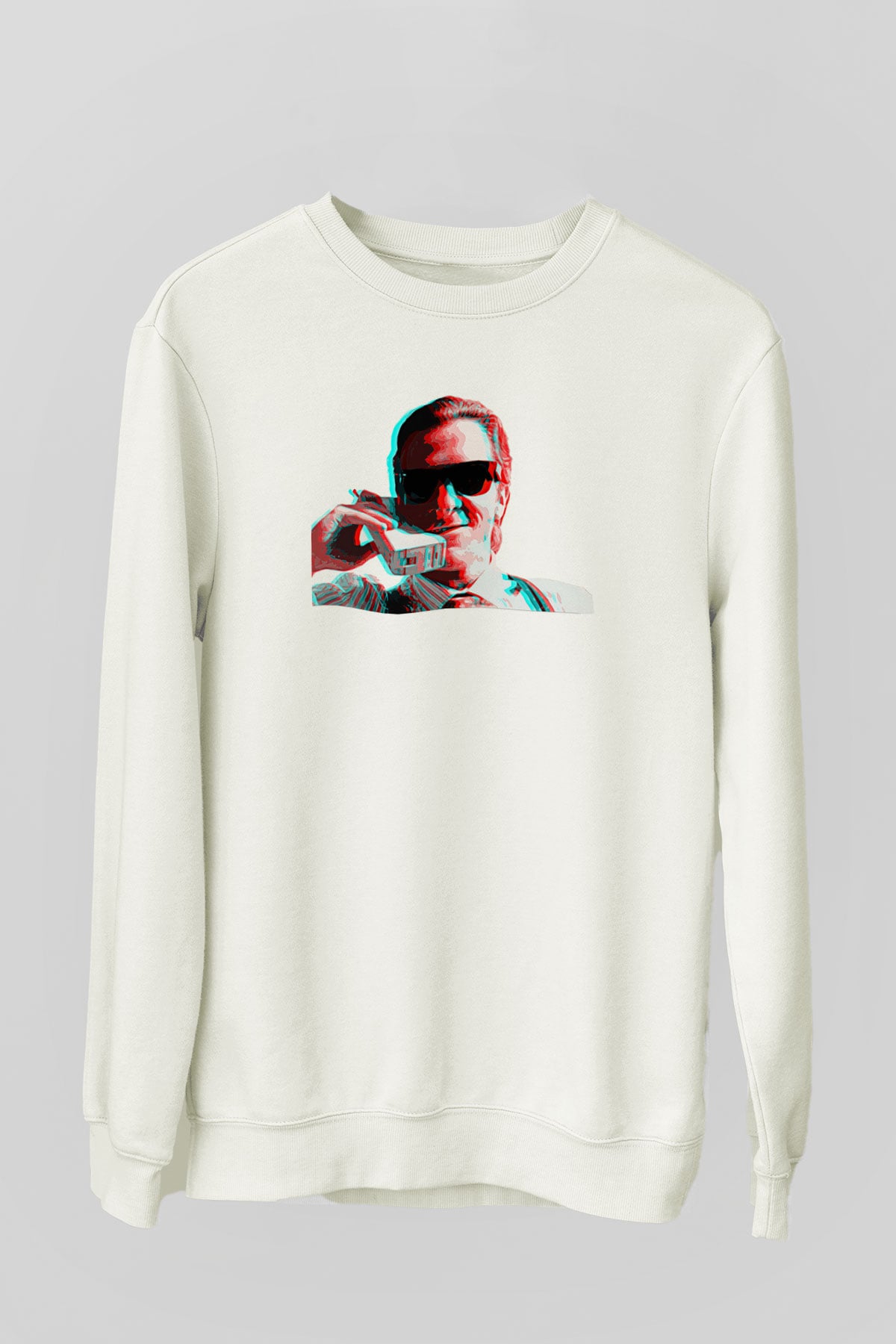 American Psycho Baskılı Beyaz Unisex Sweatshirt