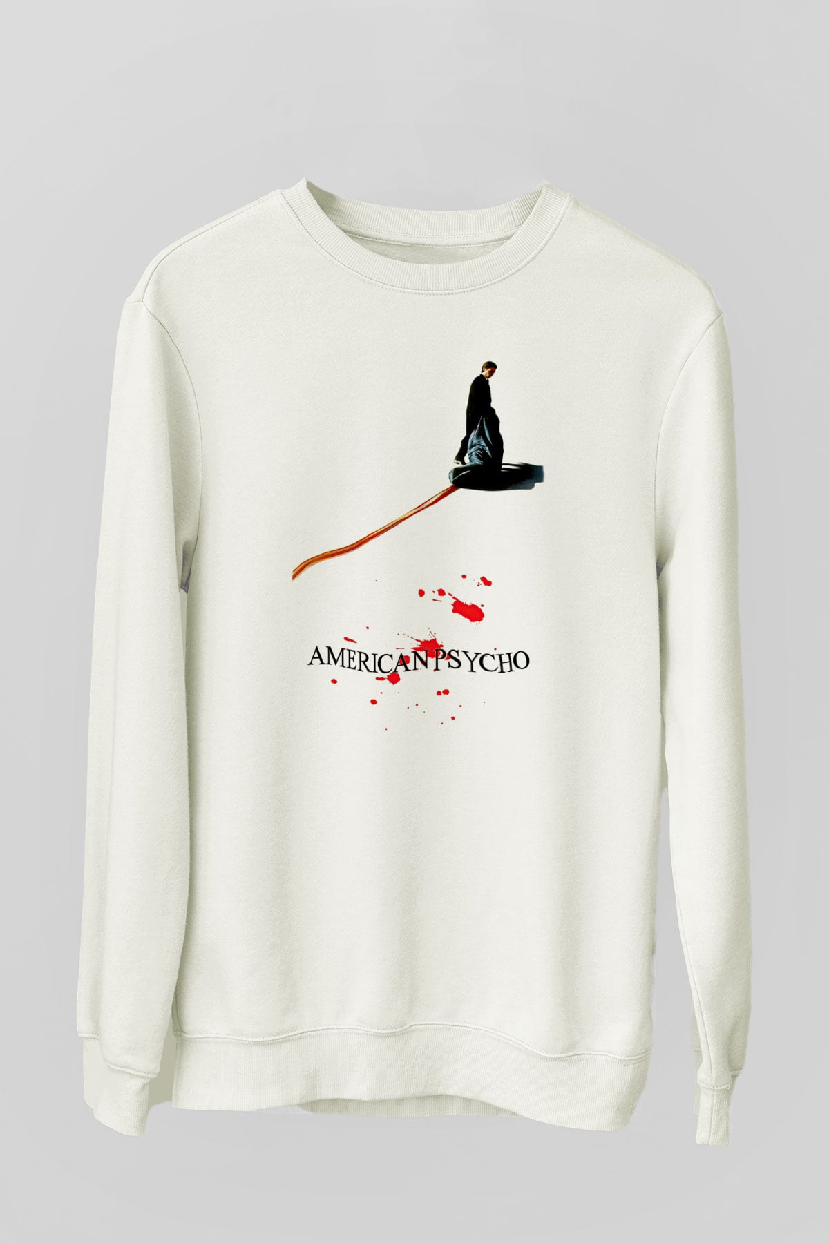 American Psycho Baskılı Beyaz Unisex Sweatshirt