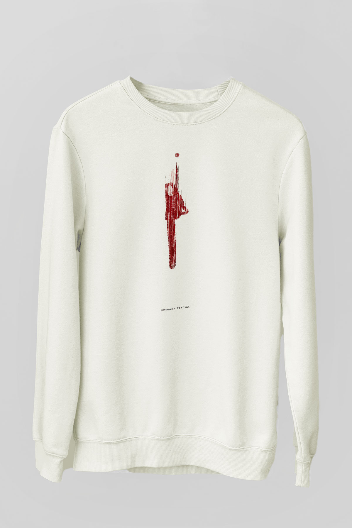 American Psycho Baskılı Beyaz Unisex Sweatshirt
