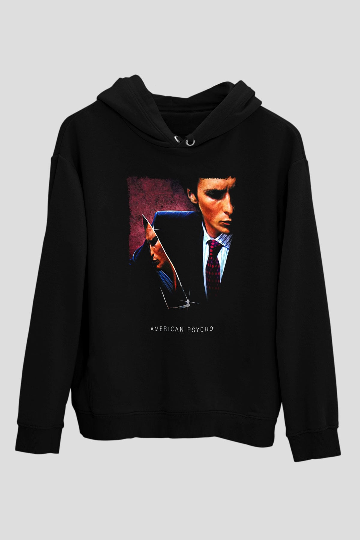 American Psycho Baskılı Unisex Siyah Hoodie