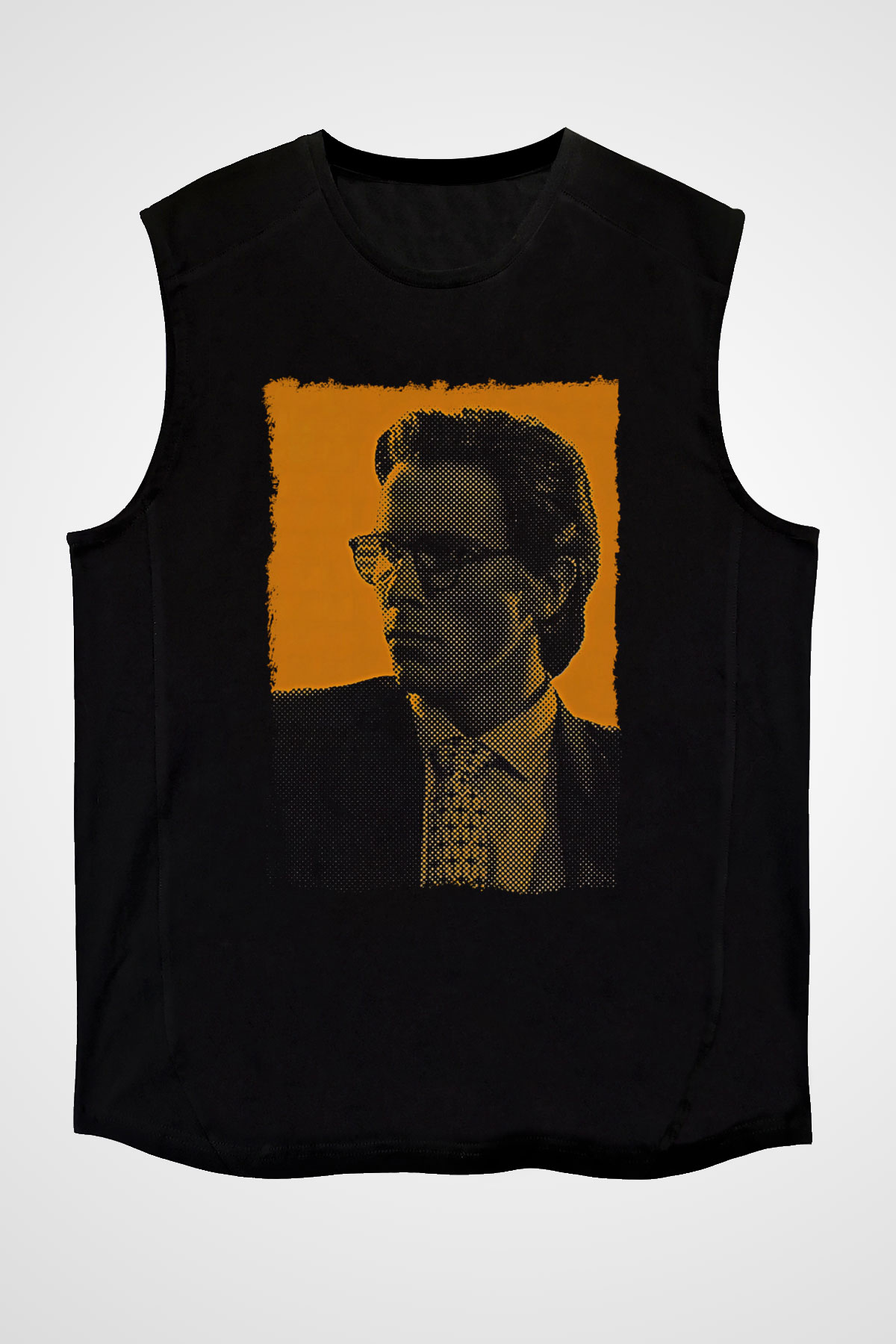 American Psycho Baskılı Unisex Siyah Kolsuz Tişört - Tshirt
