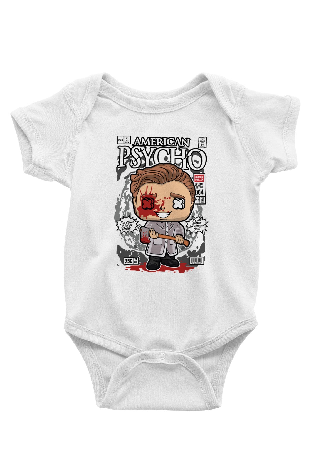 American Psyco Patrick Baskılı Unisex Beyaz Bebek Body - Zıbın
