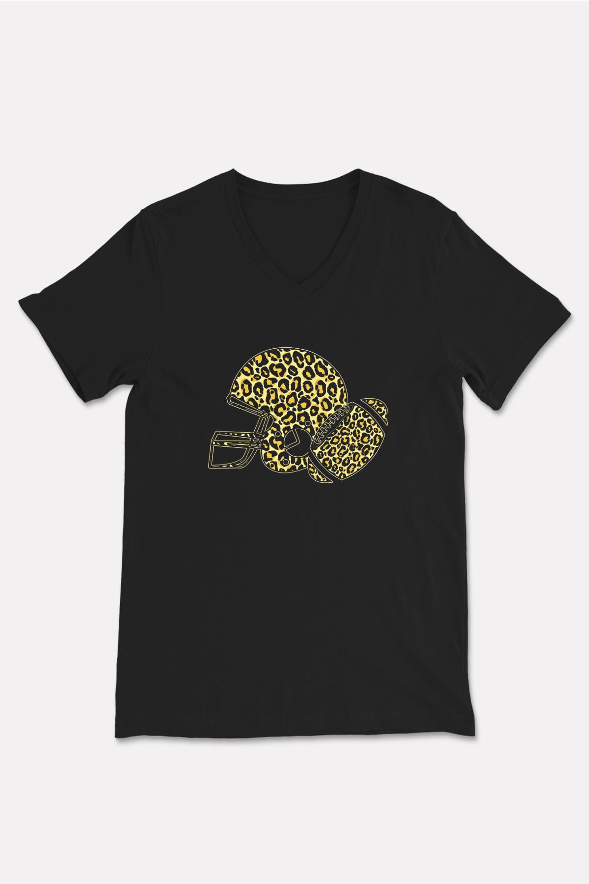 Amerikan Futbolu - American Football Baskılı Unisex Siyah V Yaka Tişört