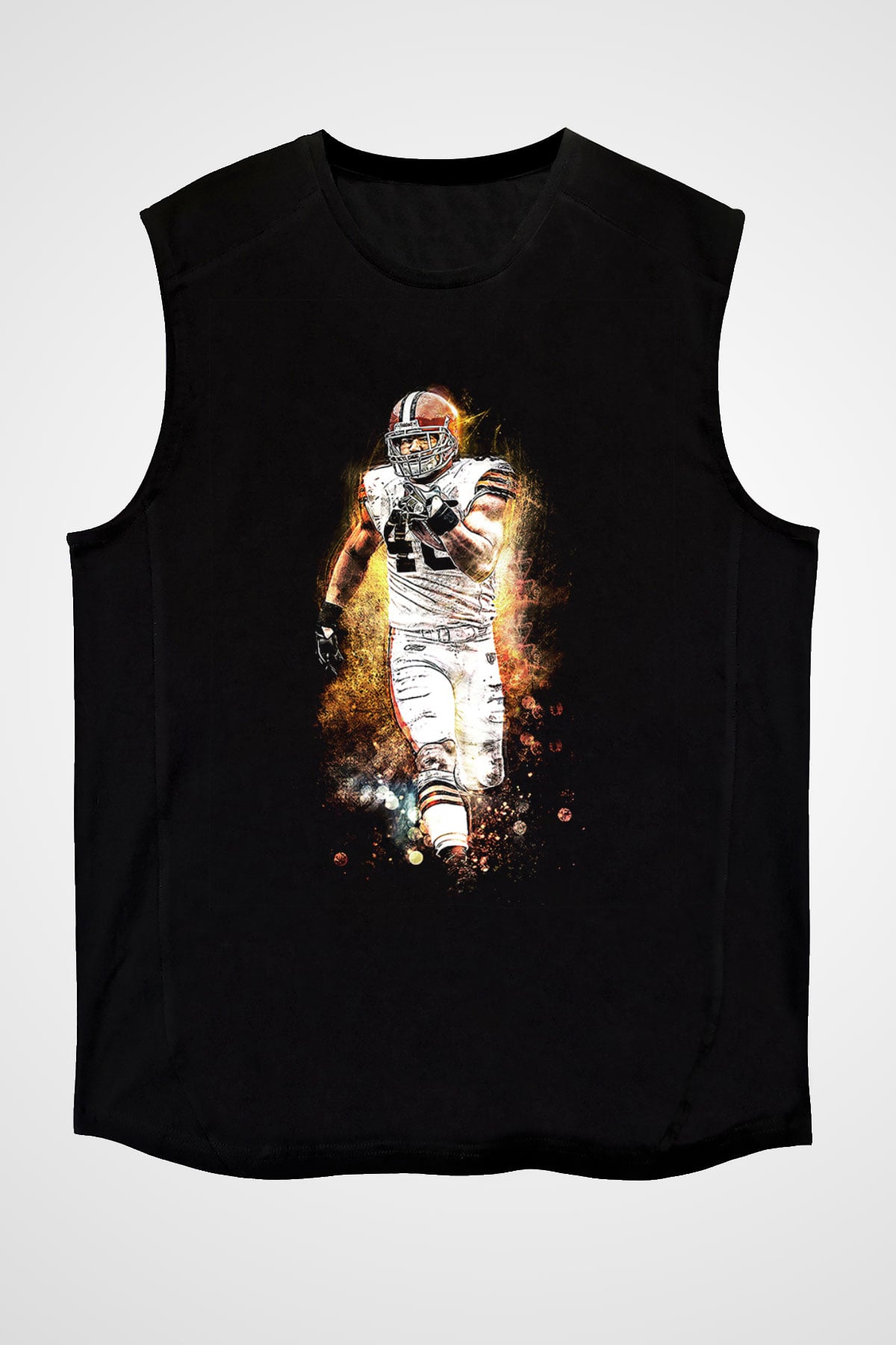 Amerikan Futbolu - American Football Baskılı Unisex Siyah Kolsuz Tişört