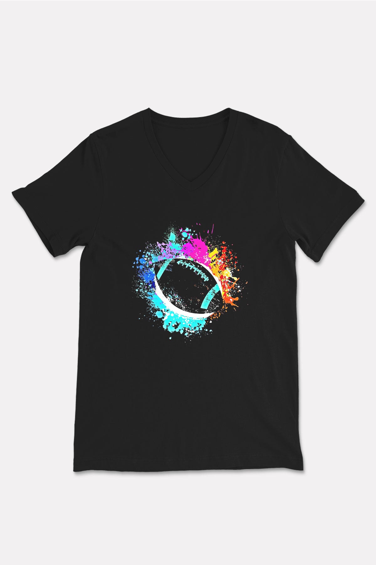Amerikan Futbolu - American Football Baskılı Unisex Siyah V Yaka Tişört