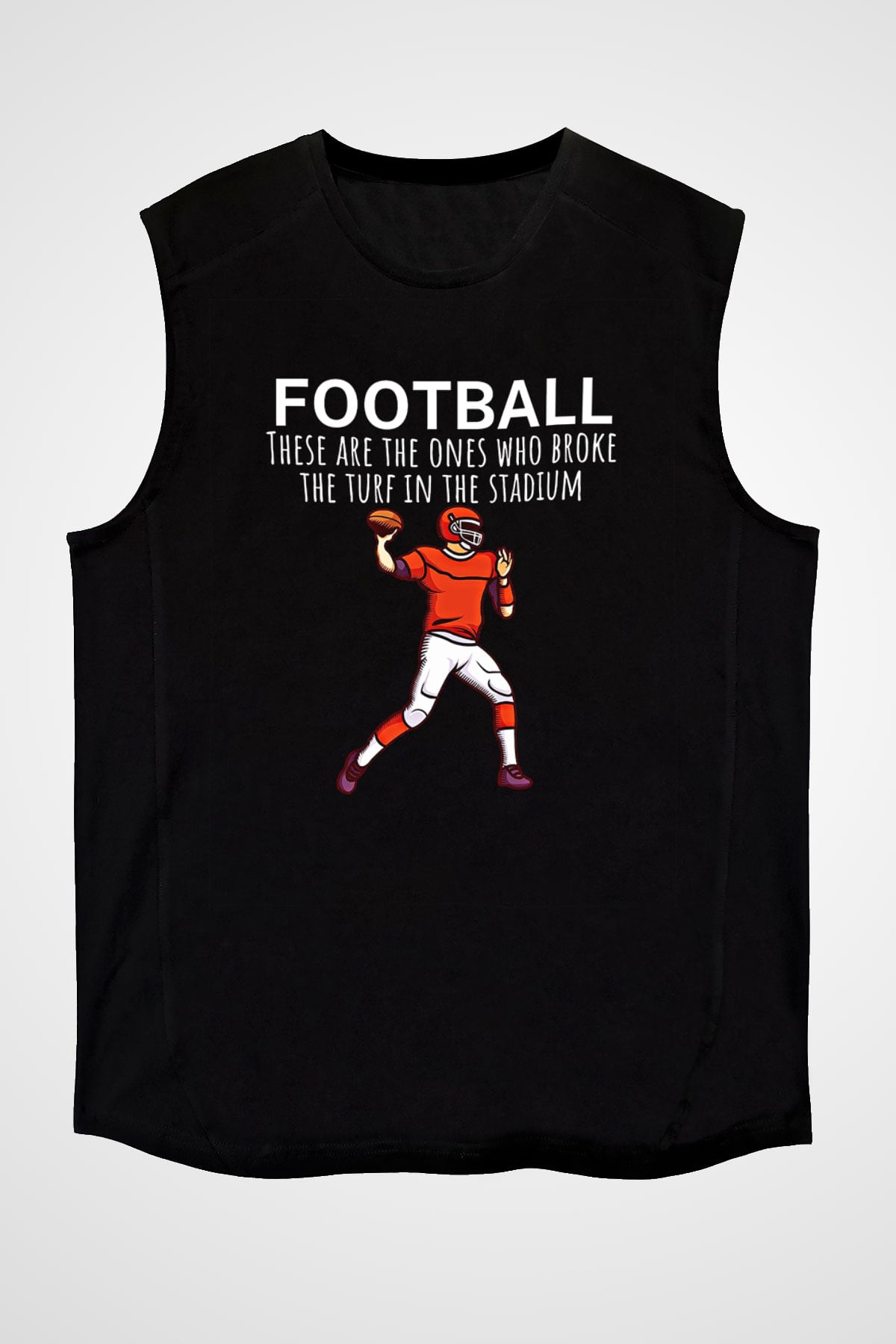 Amerikan Futbolu - American Football Baskılı Unisex Siyah Kolsuz Tişört